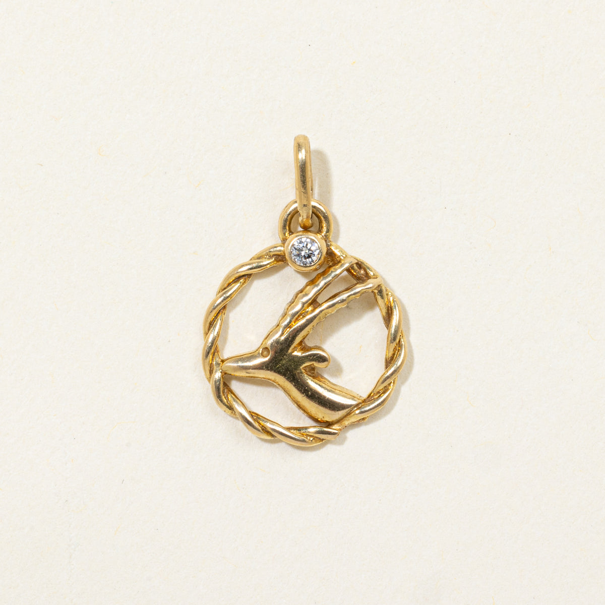 Italian 18k Diamond Gazelle Head Charm
