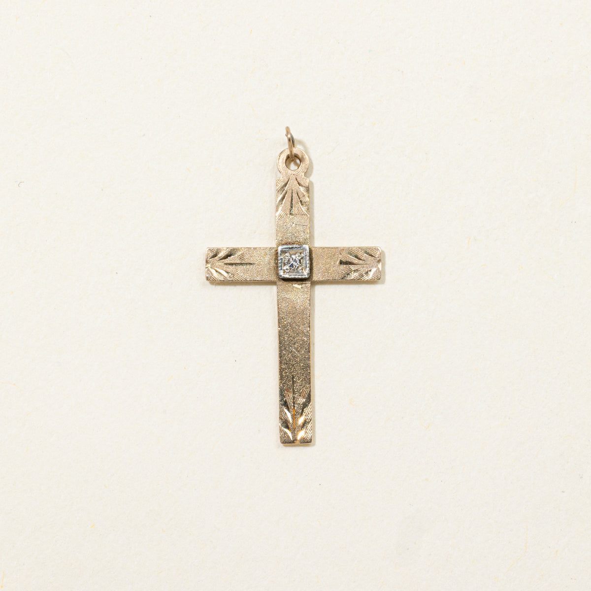 10k Diamond Engraved Cross Pendant