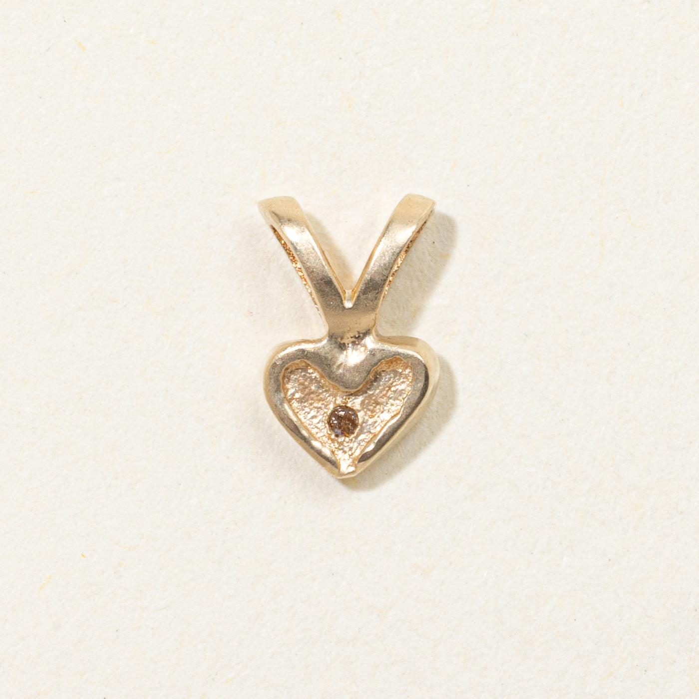 10k Diamond Textured Heart Pendant