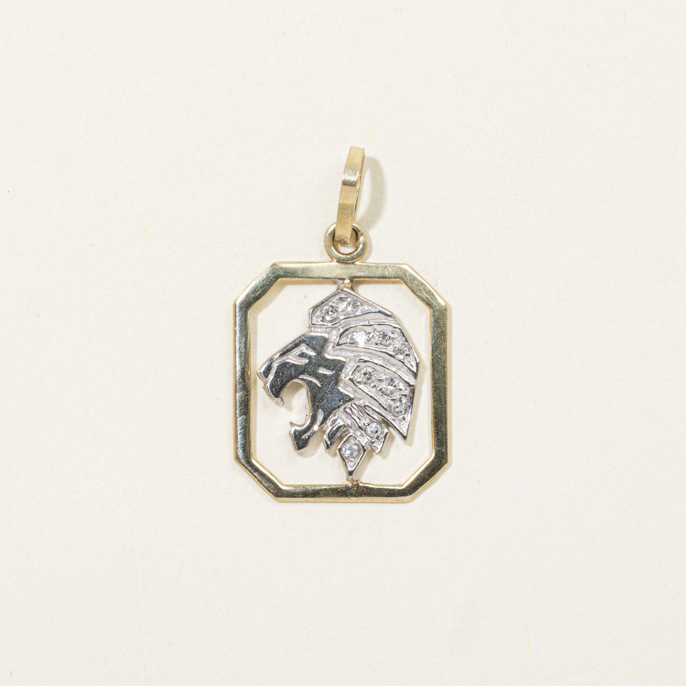 14k Diamond Lion Head Pendant
