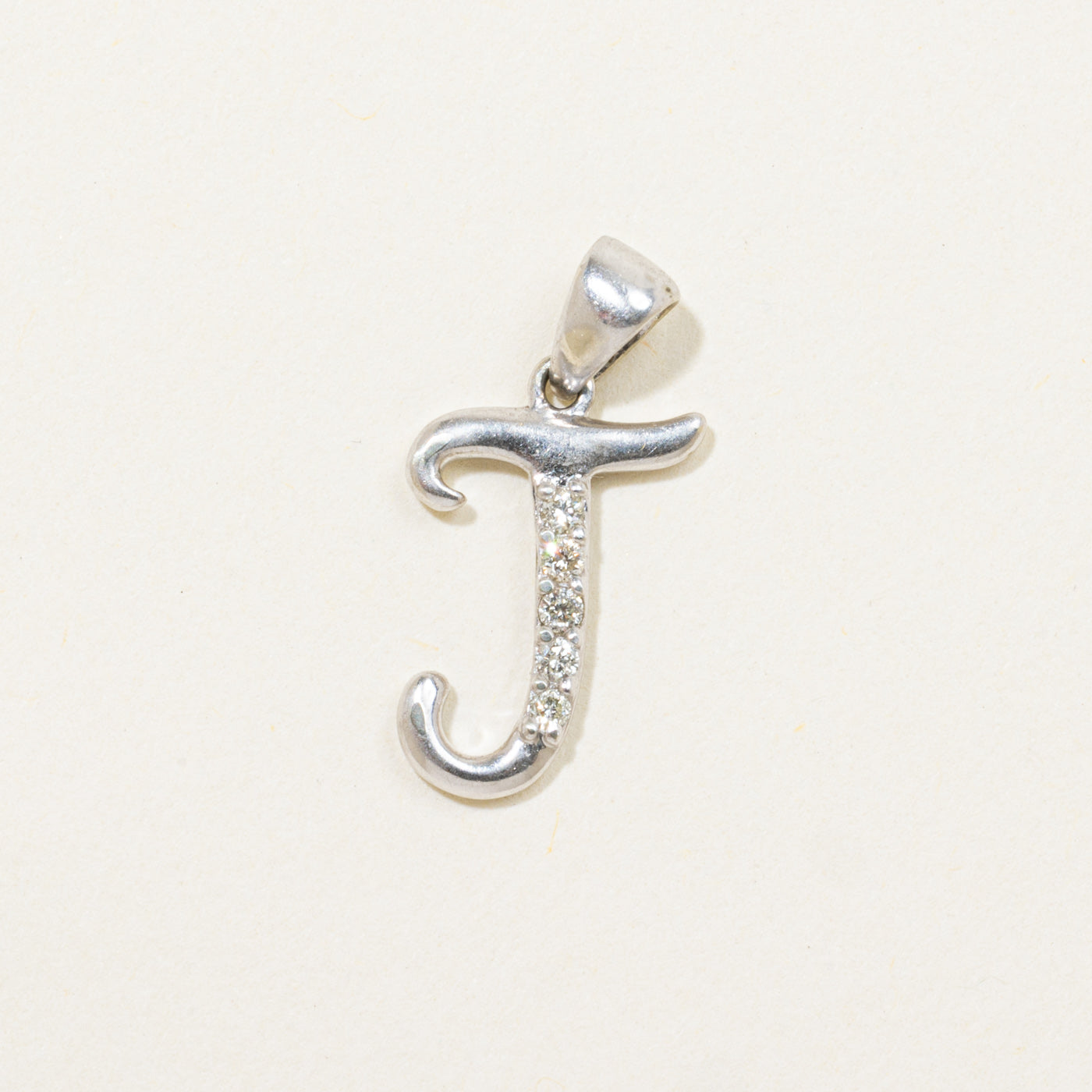 10k Diamond "J" Initial Pendant