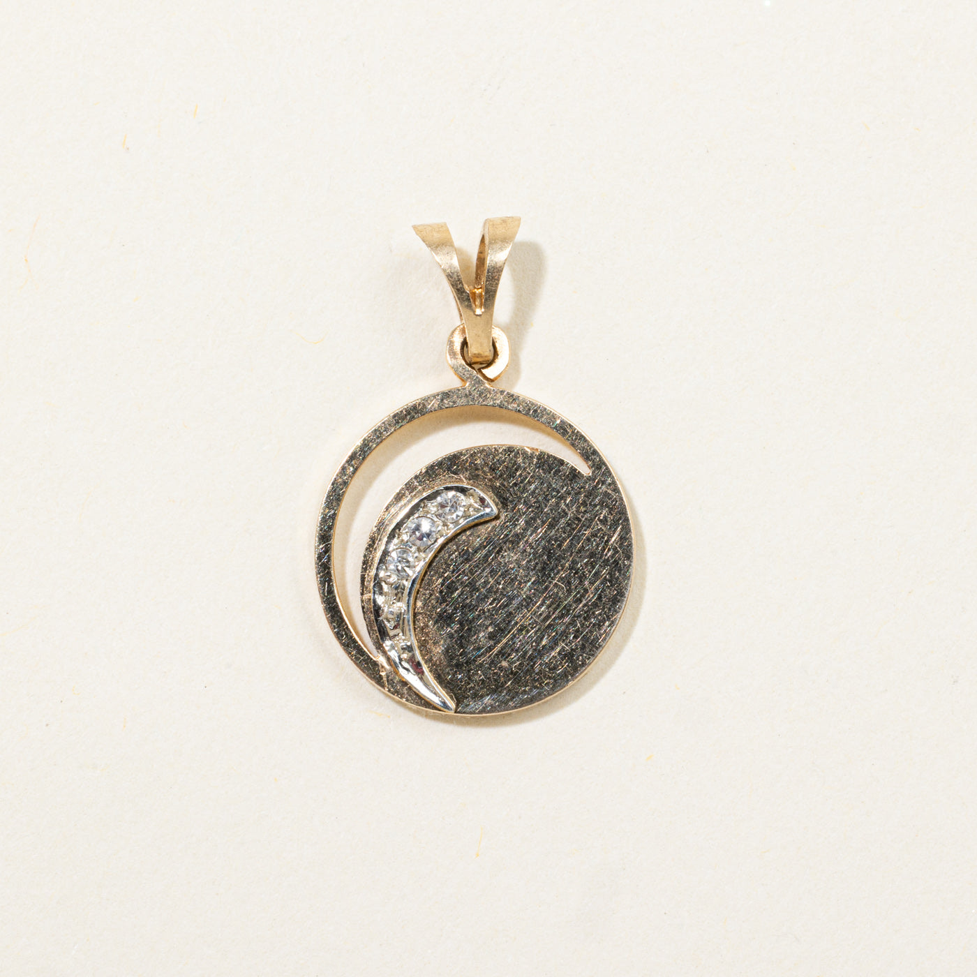 14k Diamond Crescent Moon Pendant