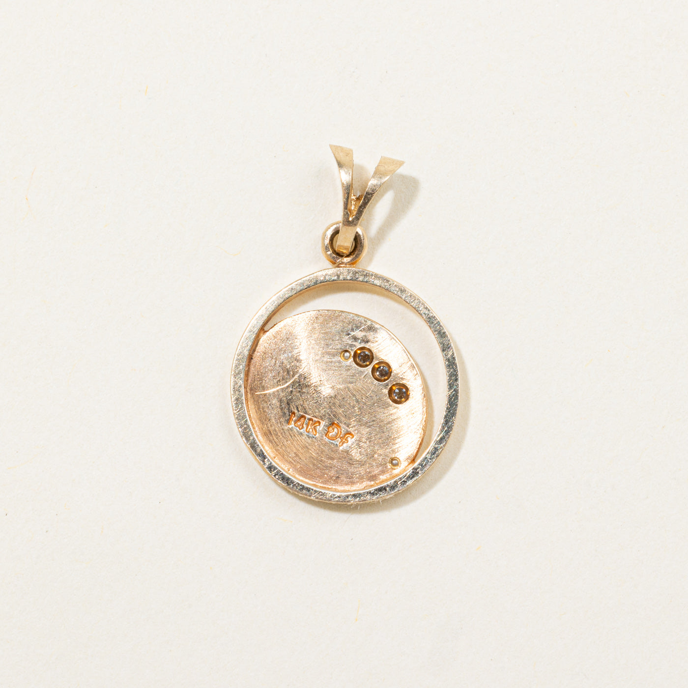 14k Diamond Crescent Moon Pendant