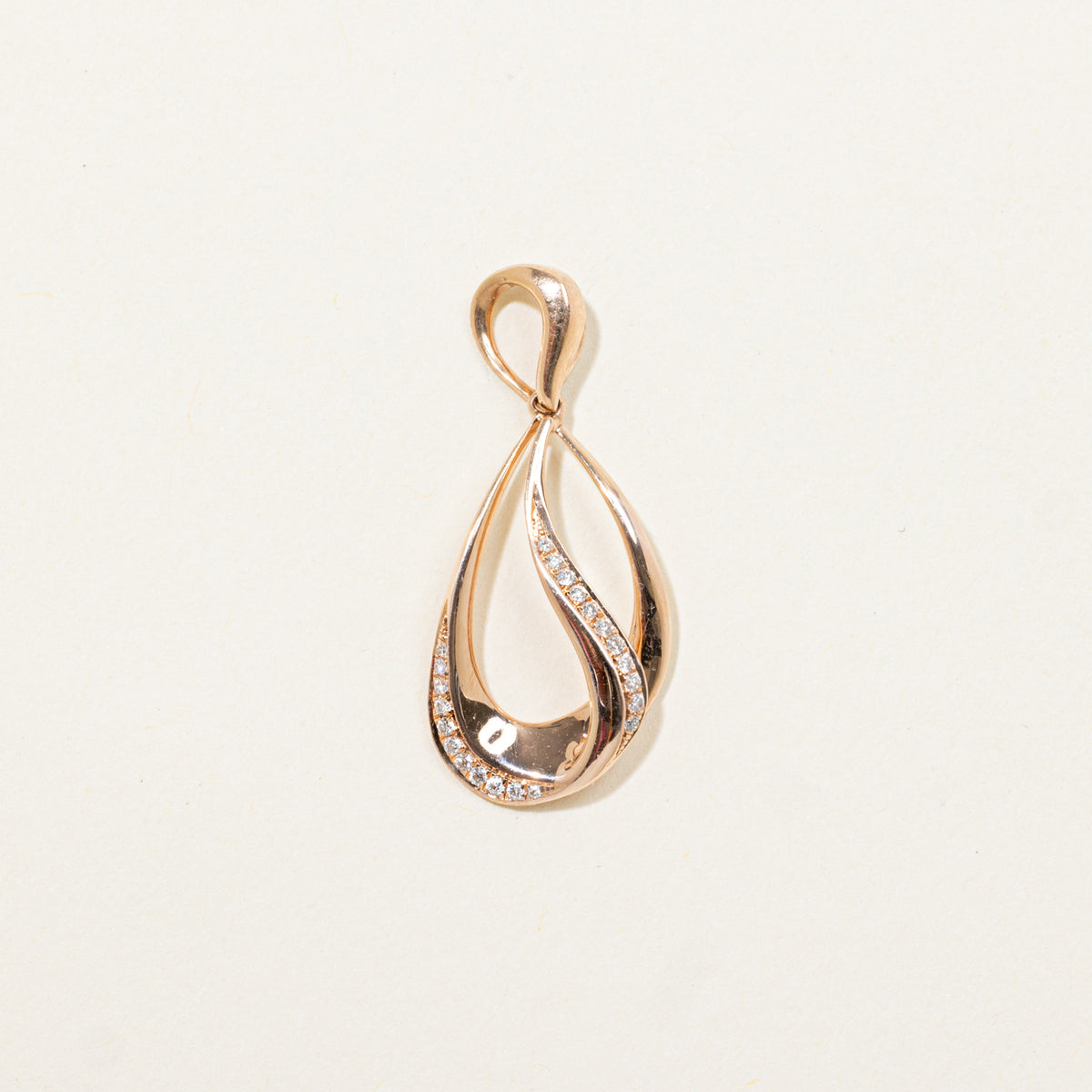 14k Rose Gold Diamond Accented Loop Pendant