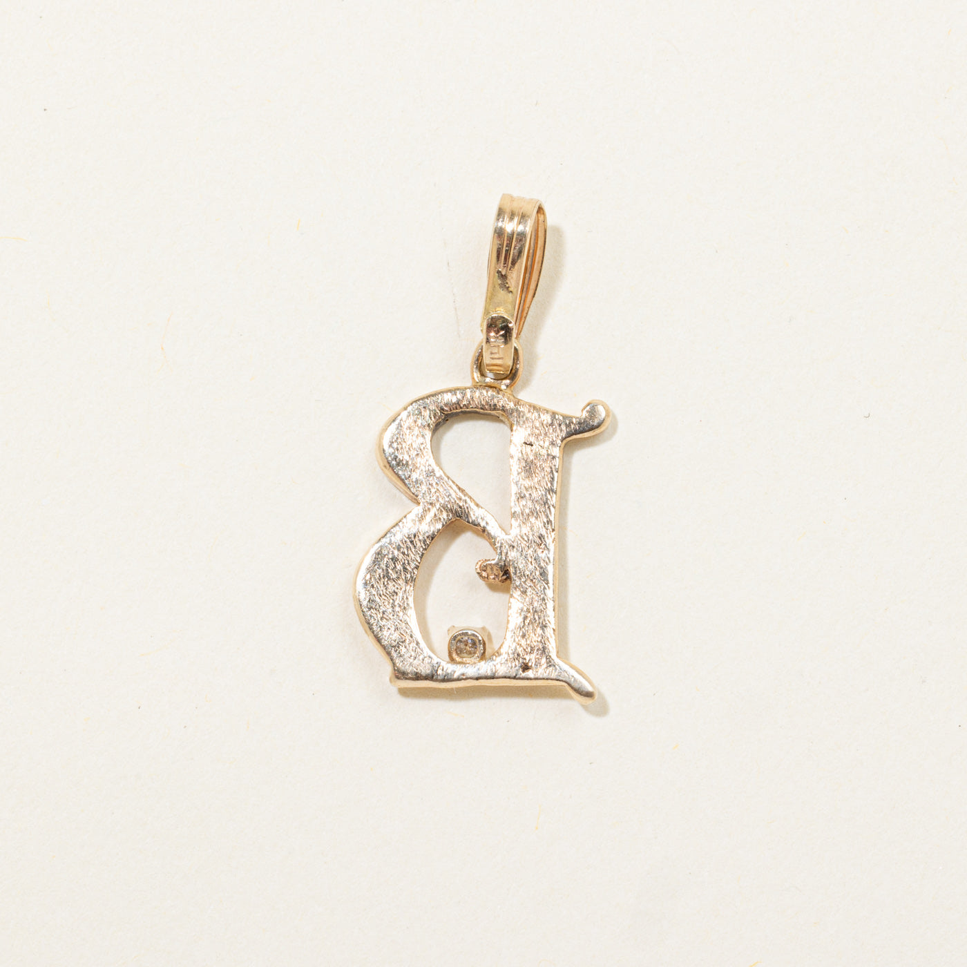14k Diamond Textured "B" Initial Pendant