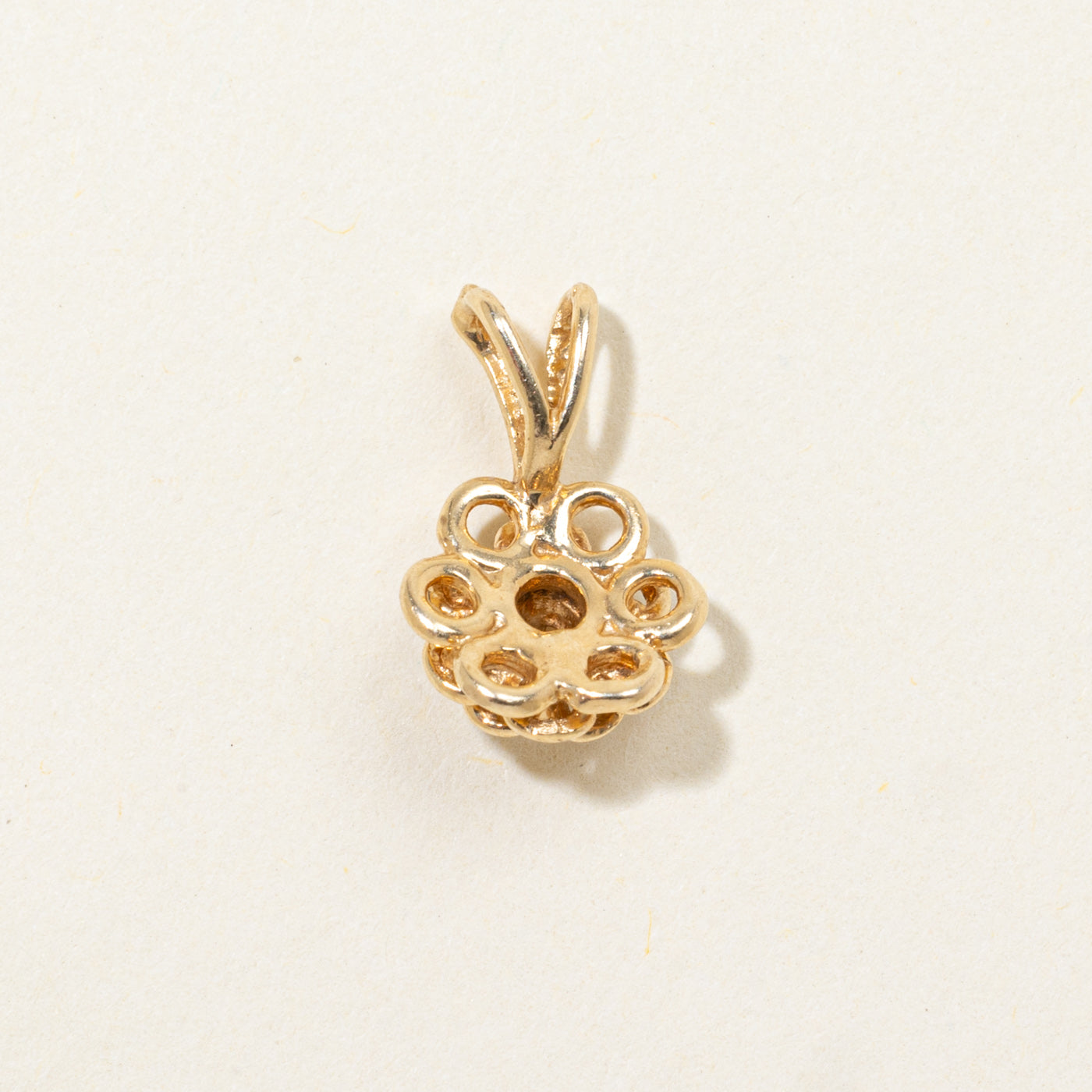 14k Diamond Scalloped Flower Pendant