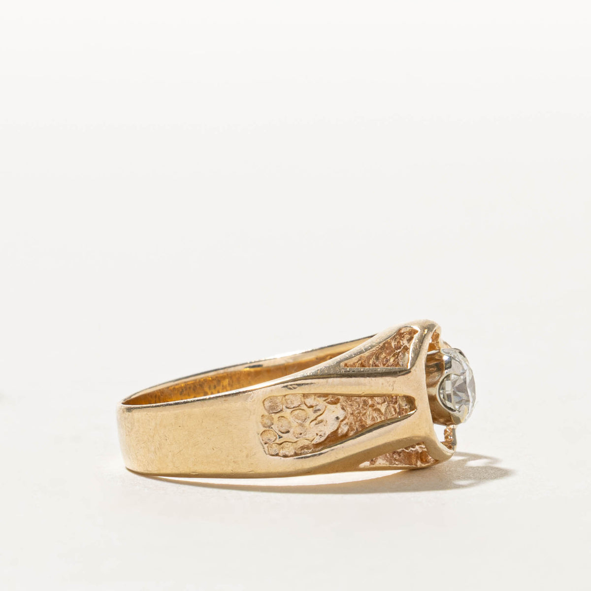 10k Solitaire Diamond Nuggety Geometric Ring | 0.44ct I1 K/L | SZ 8