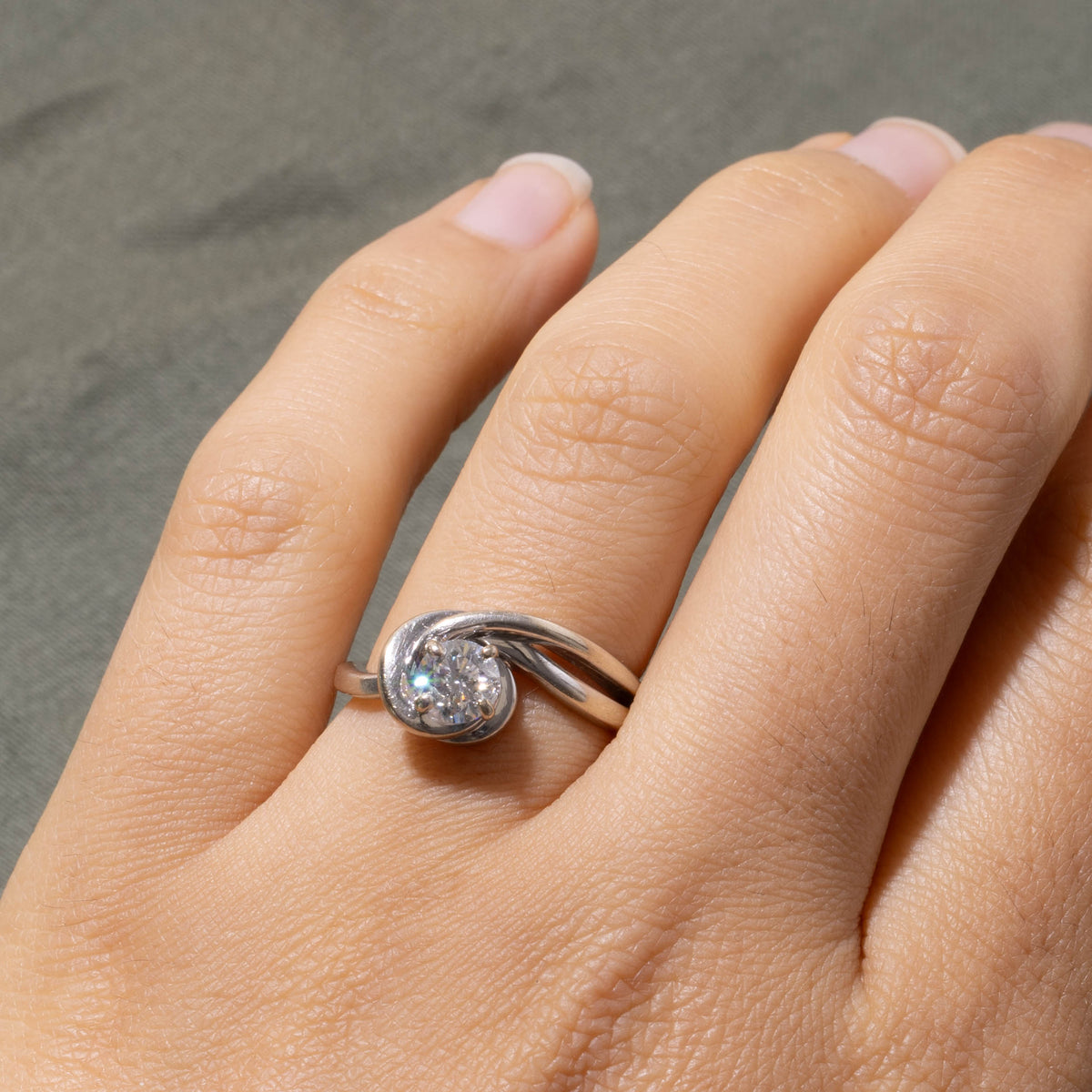 14k Solitaire Diamond Wave Bypass Ring | 0.54ct I1 H | SZ 6