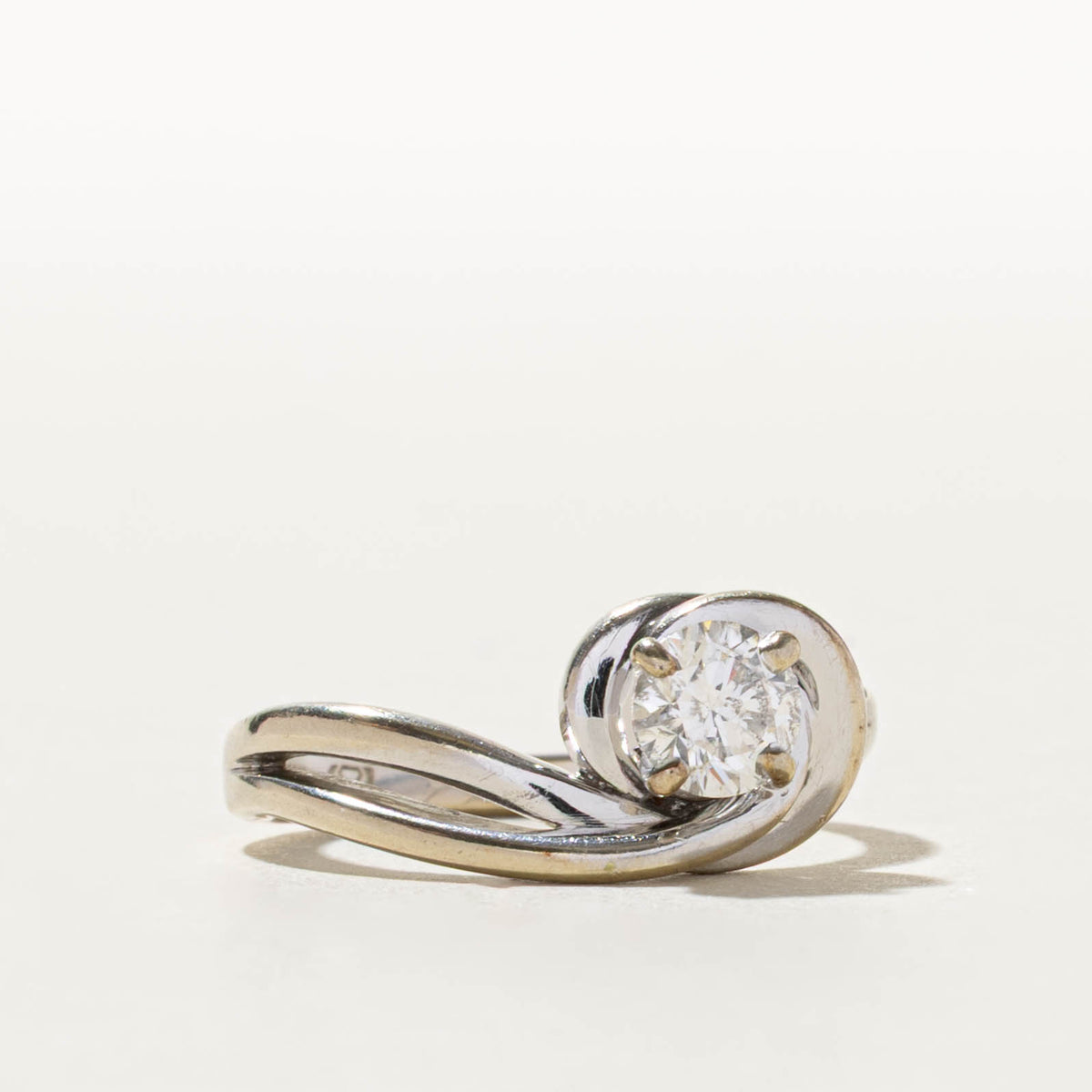 14k Solitaire Diamond Wave Bypass Ring | 0.54ct I1 H | SZ 6