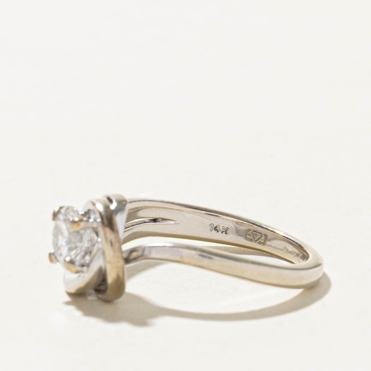 14k Solitaire Diamond Wave Bypass Ring | 0.54ct I1 H | SZ 6