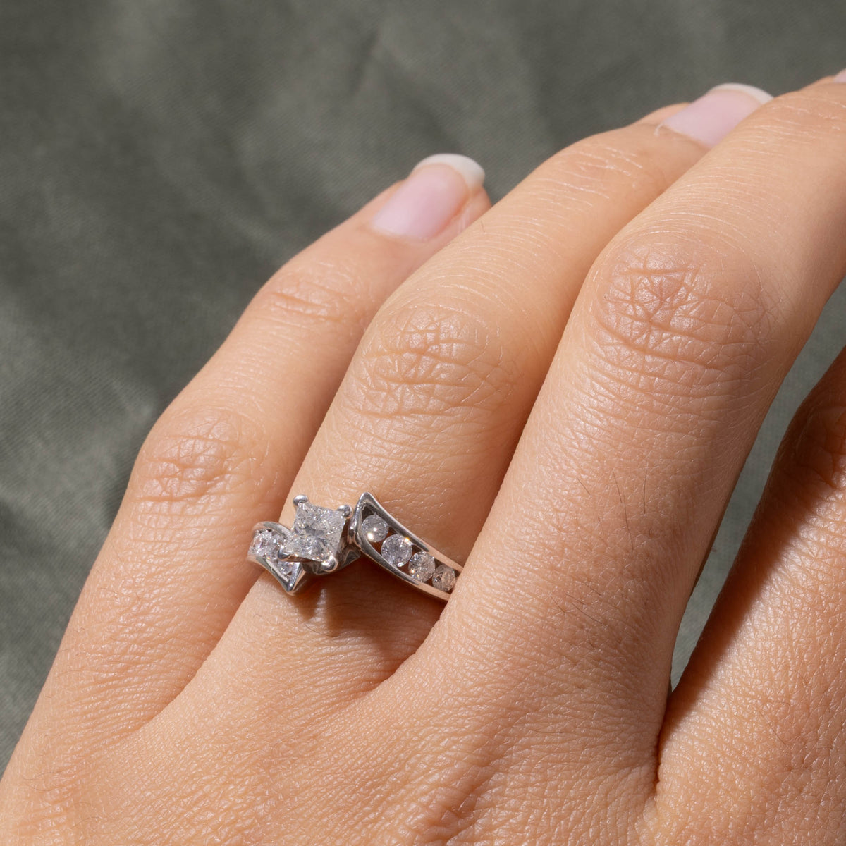 14k Princess Cut Diamond Bypass Ring | 0.40ct I1 H, 0.38ctw | SZ 5.25