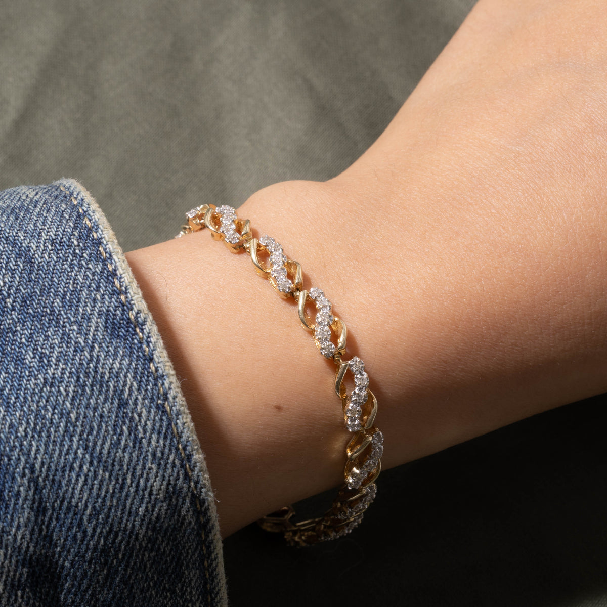 10k Diamond Twisted Wavy Tennis Bracelet | 0.75ctw | 7.5"