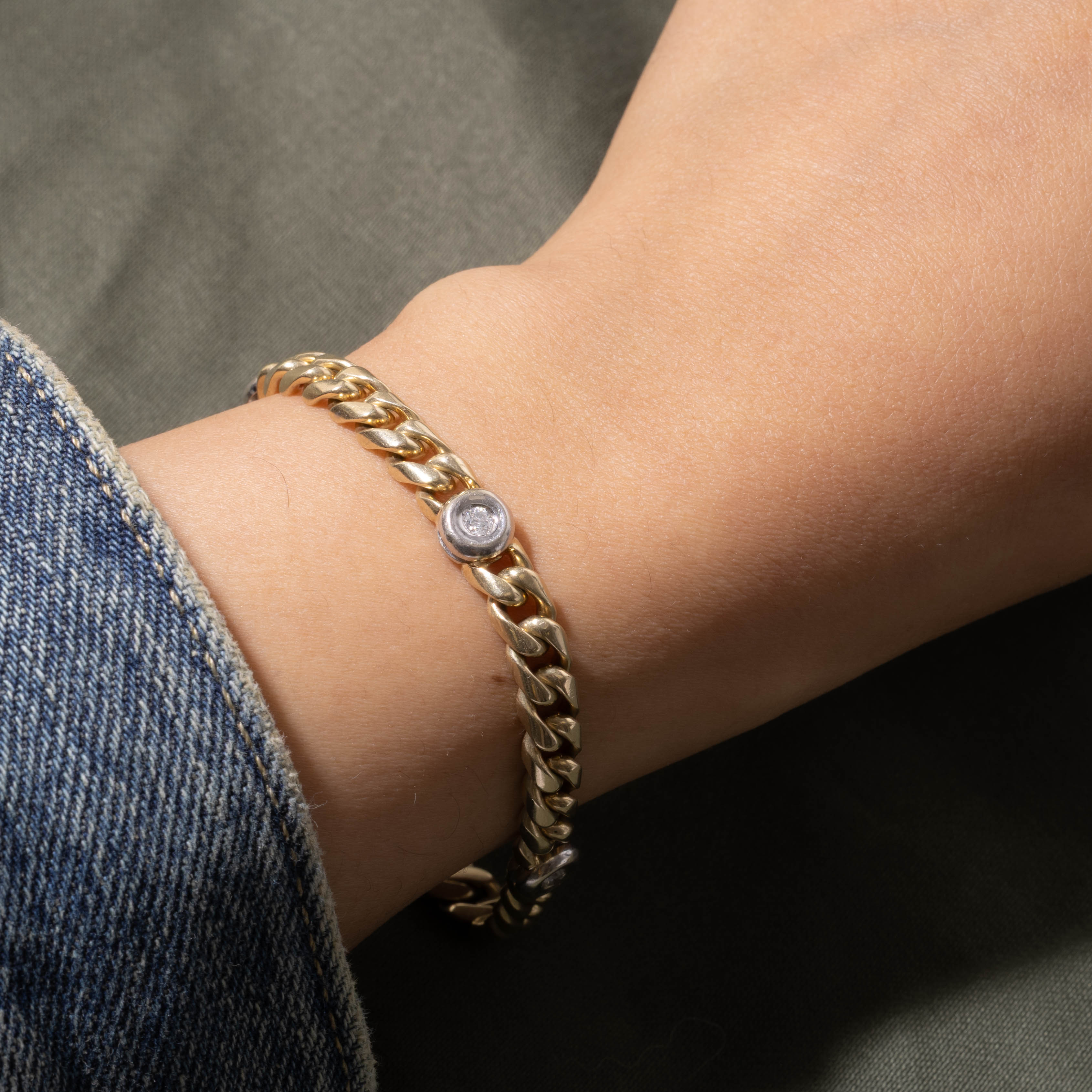 14k Five Stone Diamond Curb Link Bracelet | 0.35ctw | 8"