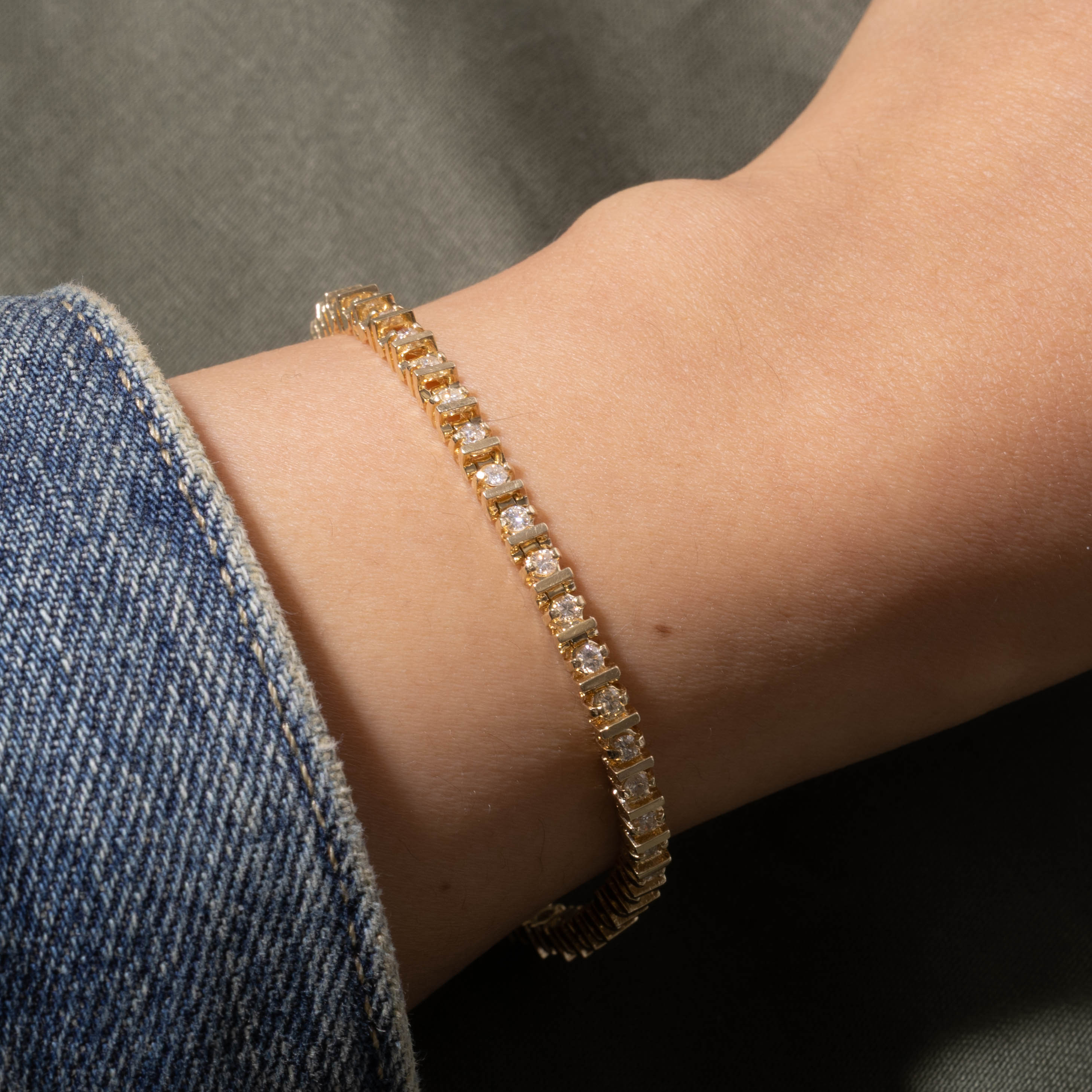 14k Multi Row Diamond Bar Tennis Bracelet | 1.41ctw | 7"