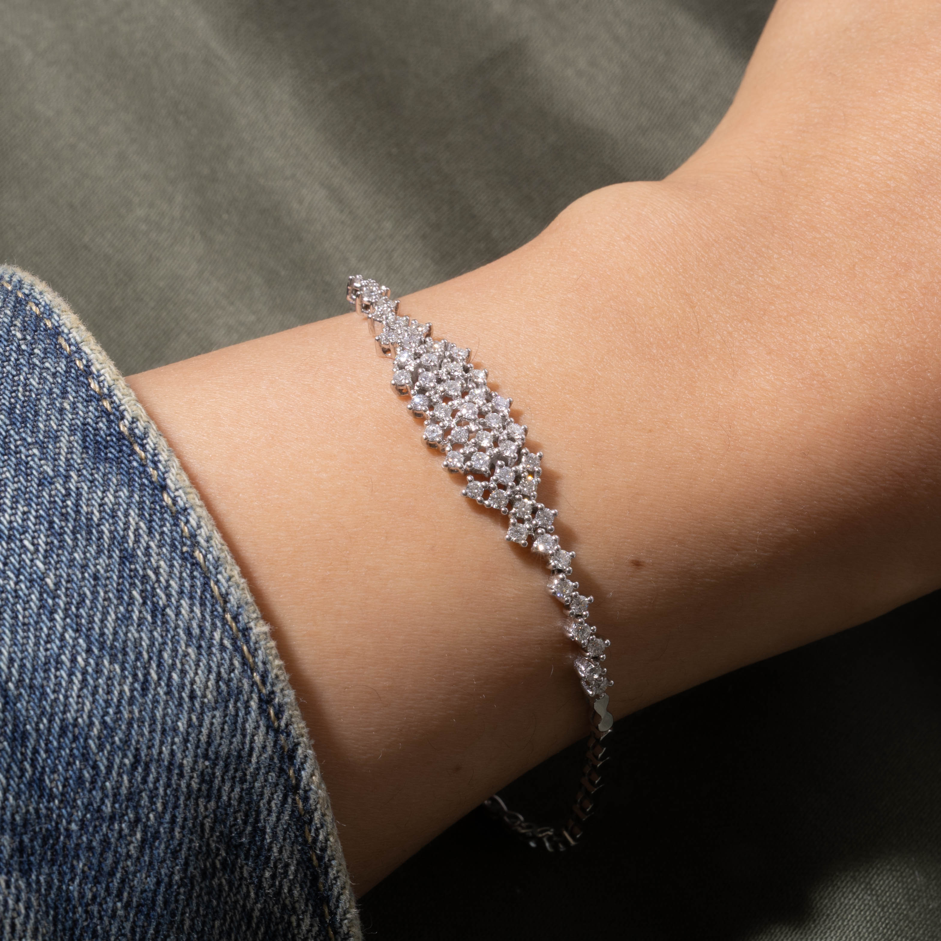 14k Diamond Cluster Geometric Bracelet | 0.90ctw | 7"