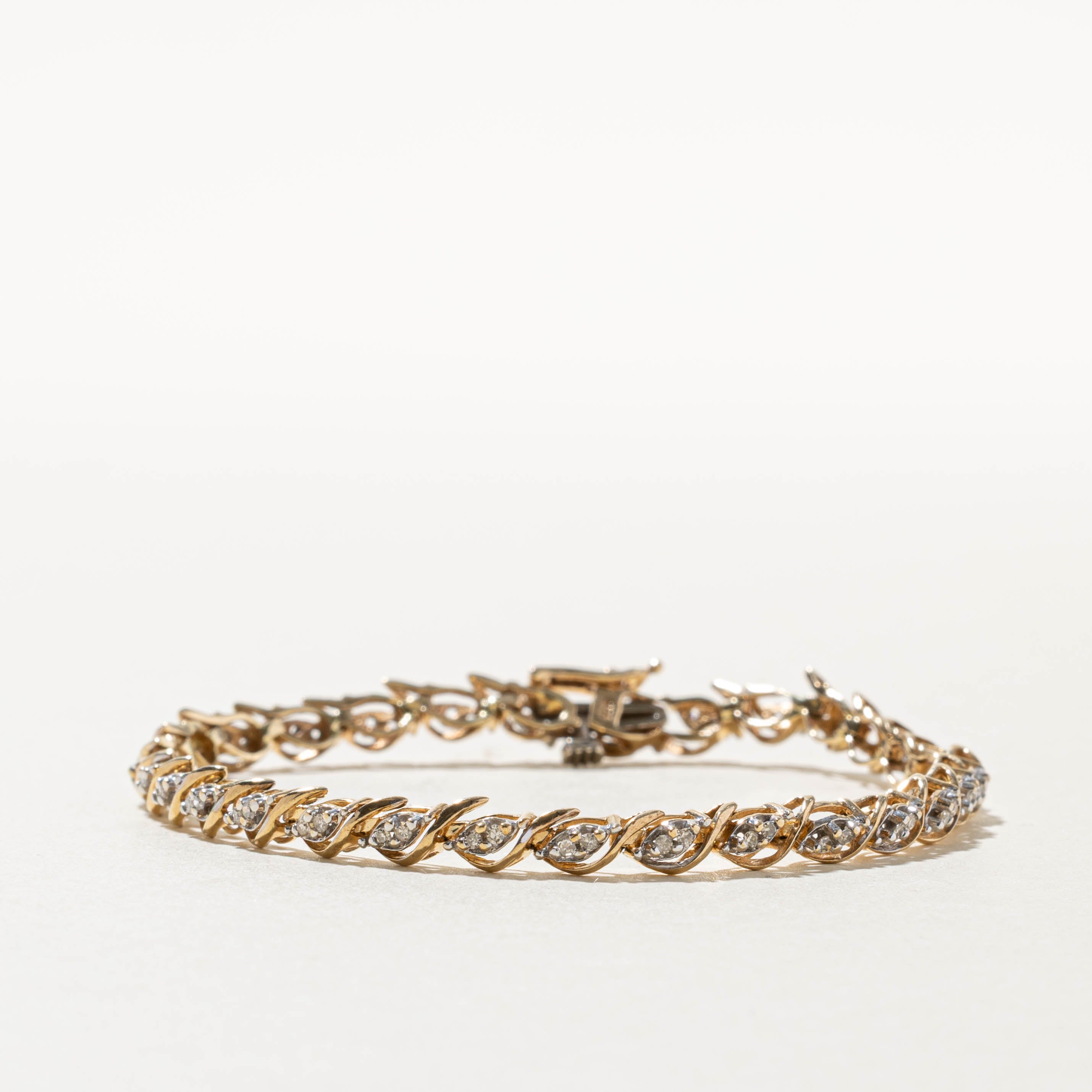 10k Diamond Cluster Openwork Tennis Bracelet | 0.30ctw | 7.5"