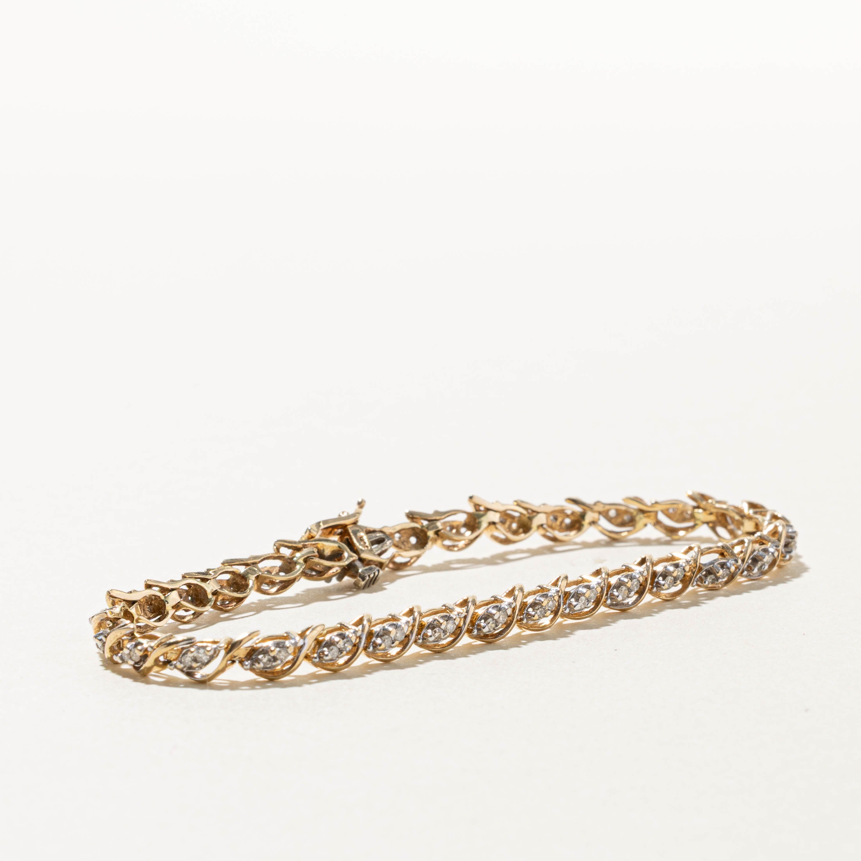 10k Diamond Cluster Openwork Tennis Bracelet | 0.30ctw | 7.5"
