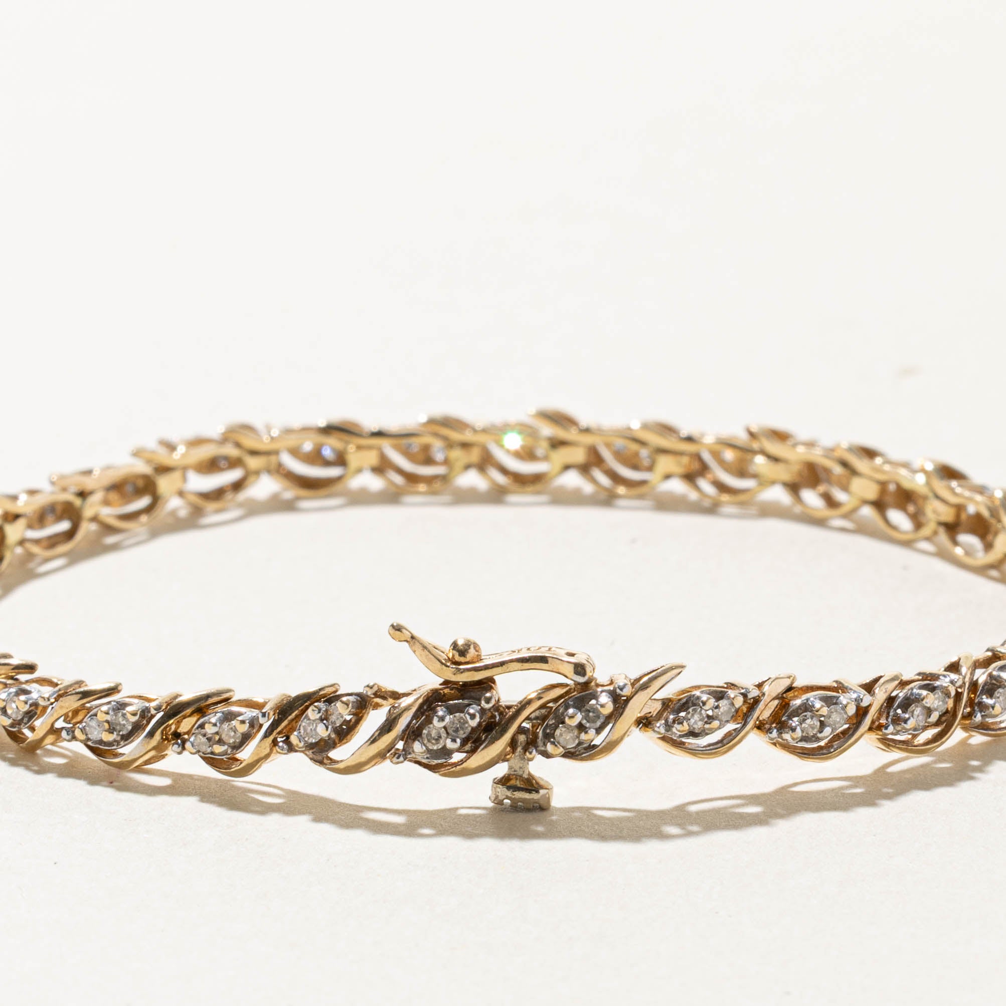 10k Diamond Cluster Openwork Tennis Bracelet | 0.30ctw | 7.5"