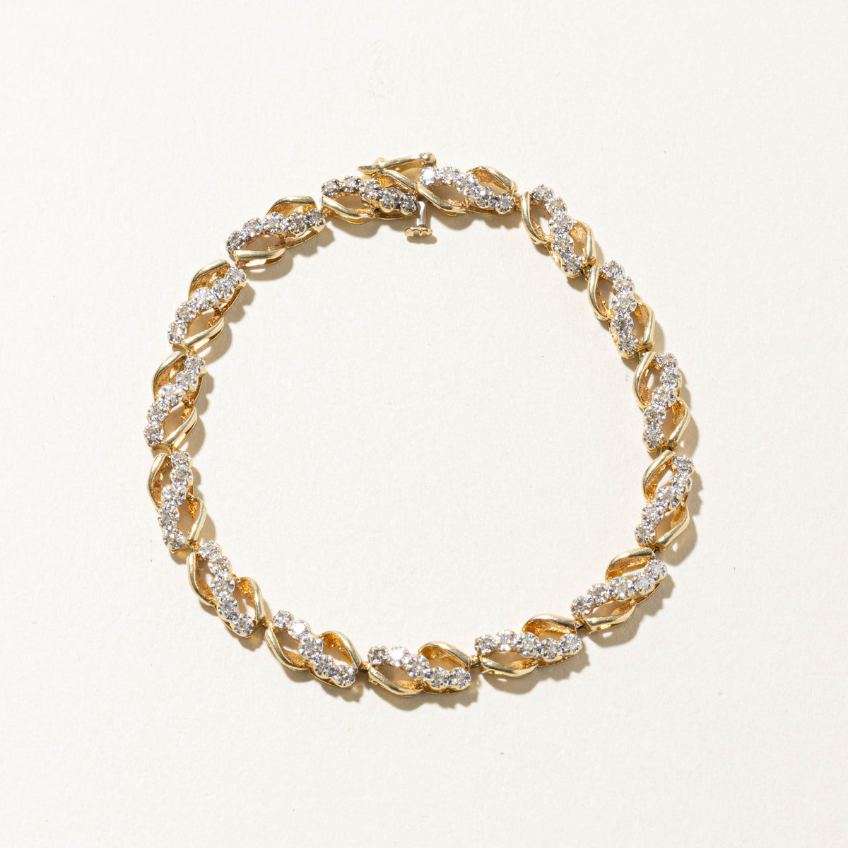 10k Diamond Twisted Wavy Tennis Bracelet | 0.75ctw | 7.5"