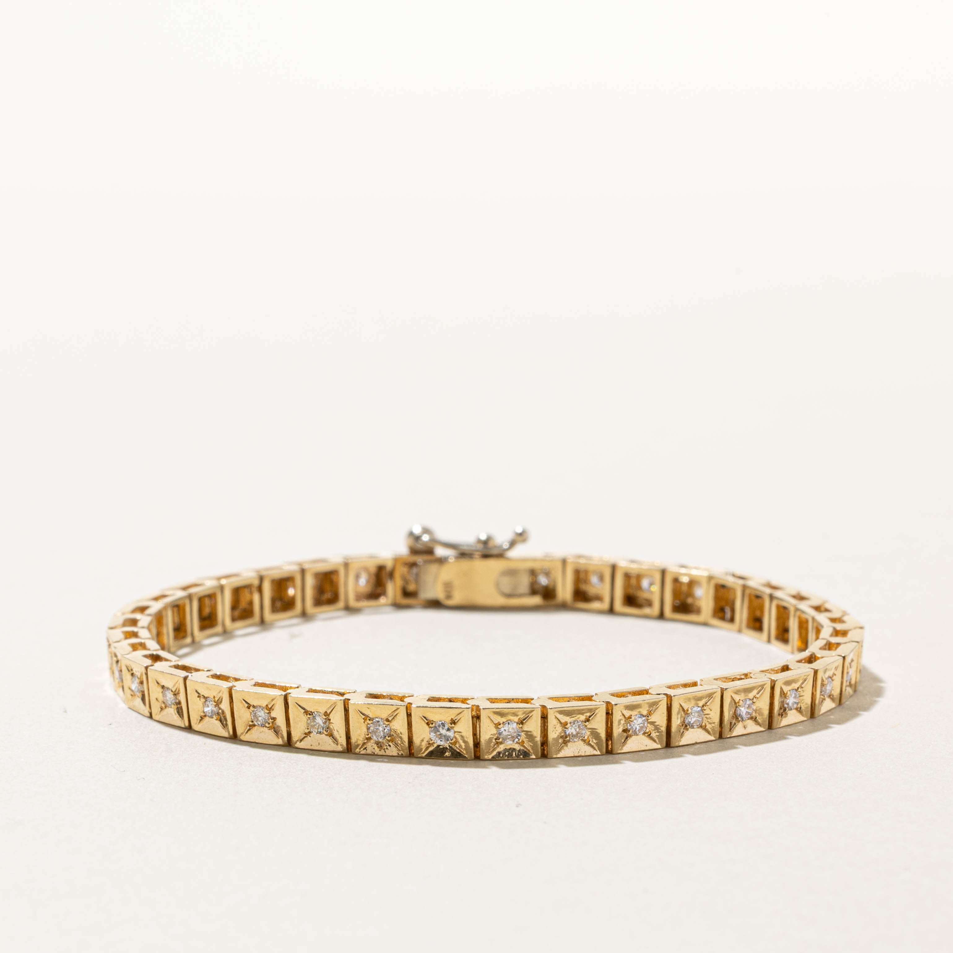 14k Star Set Diamond Geometric Tennis Bracelet | 0.60ctw | 7.5"