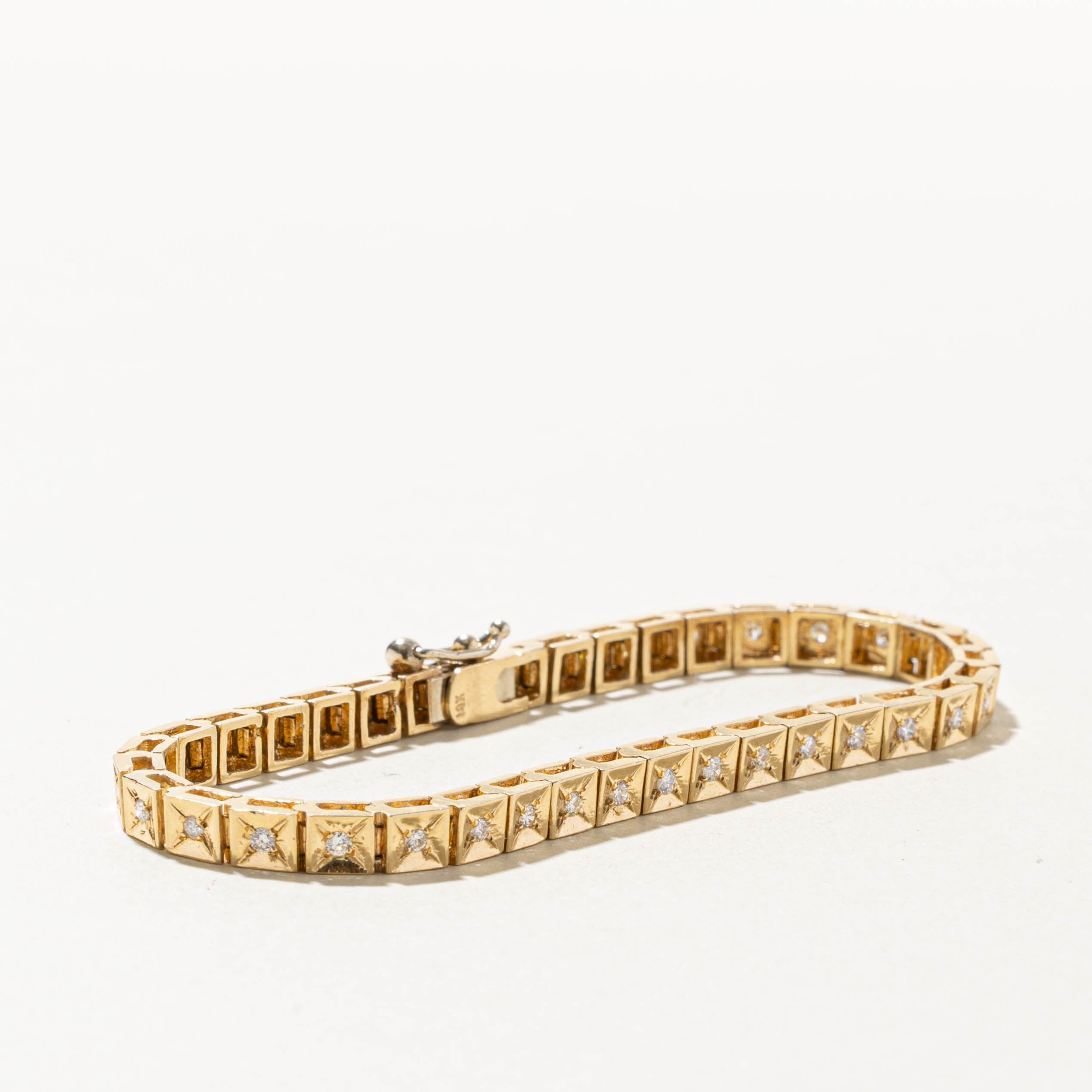 14k Star Set Diamond Geometric Tennis Bracelet | 0.60ctw | 7.5"