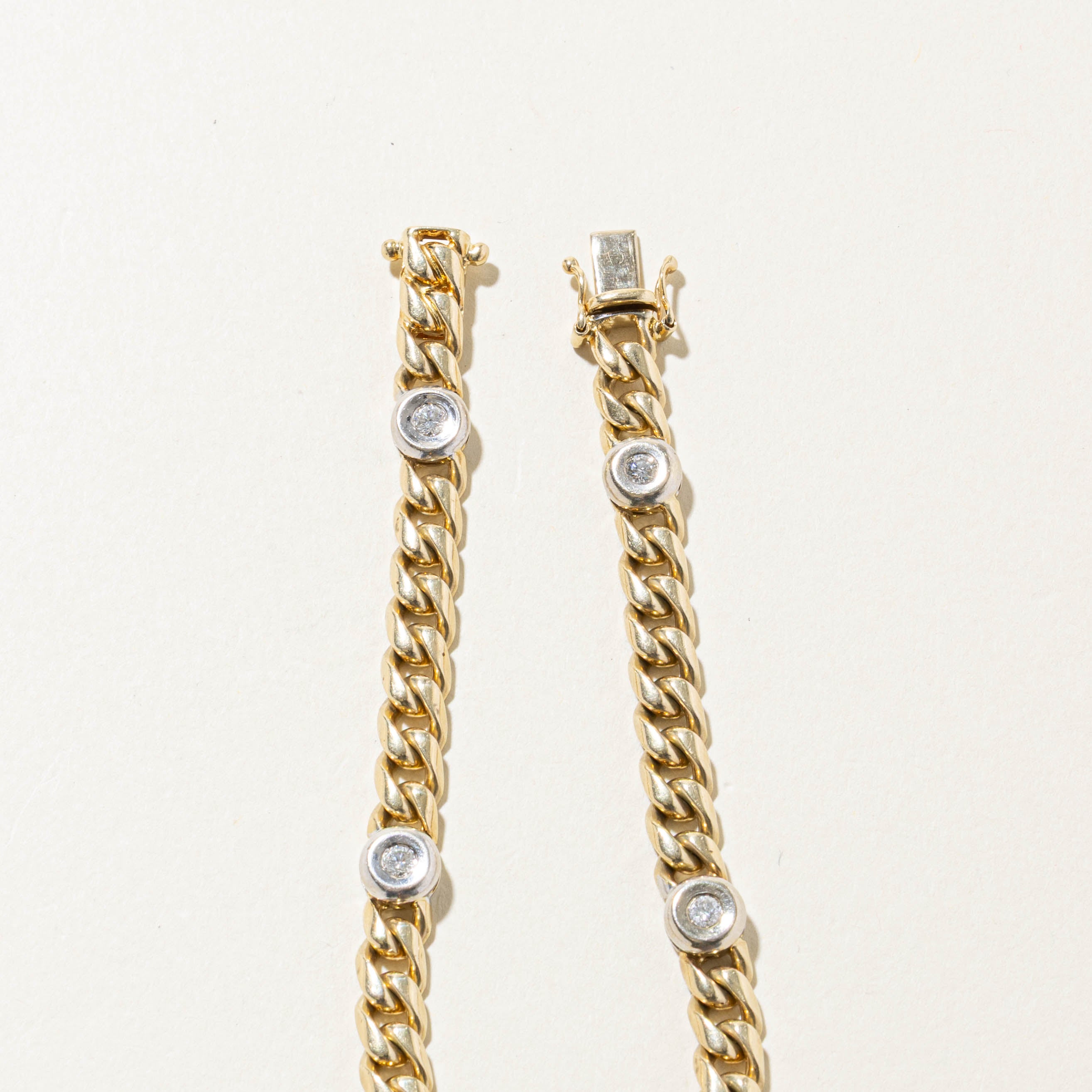 14k Five Stone Diamond Curb Link Bracelet | 0.35ctw | 8"