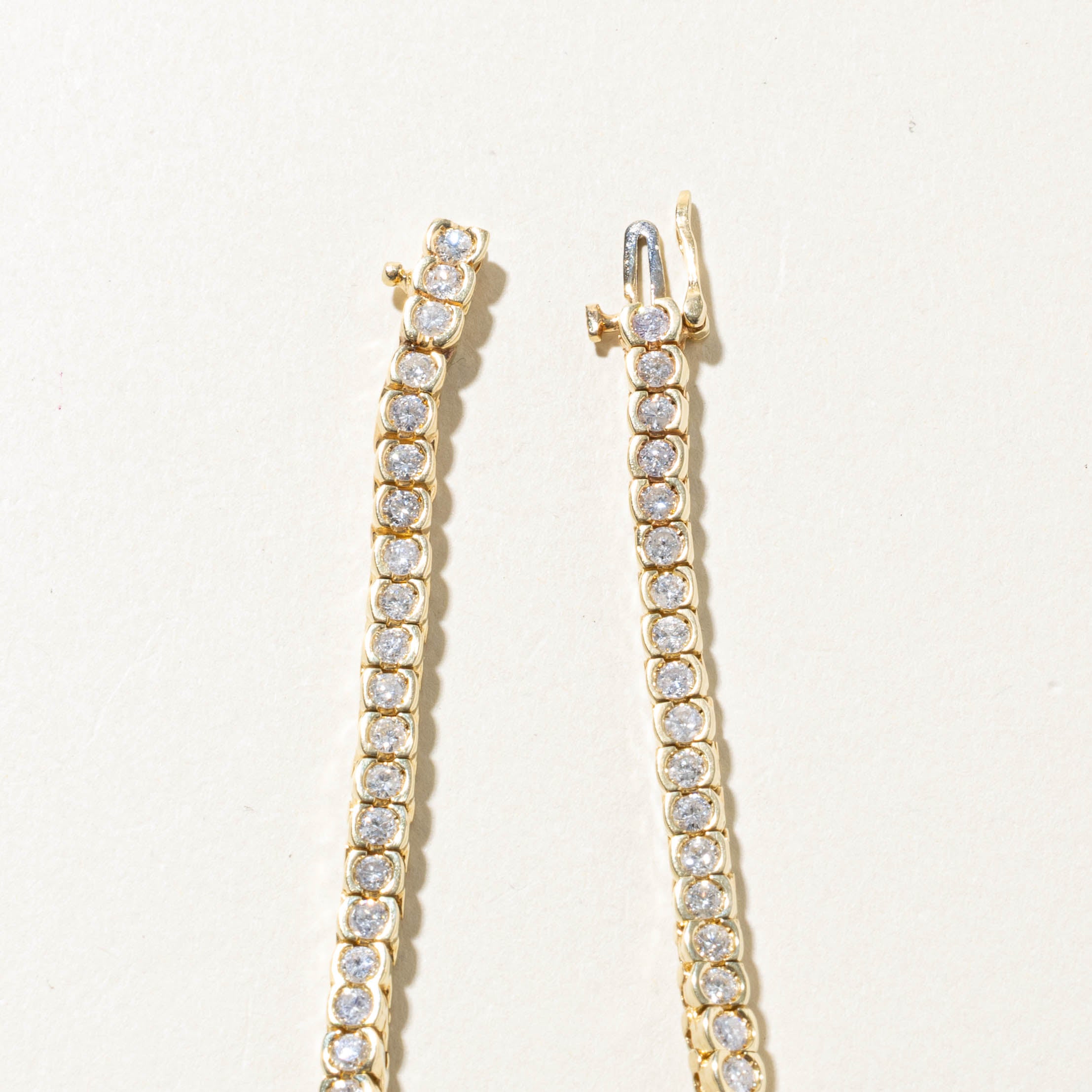 14k Semi Bezel Set Diamond Tennis Bracelet | 3.10ctw | 7.5"