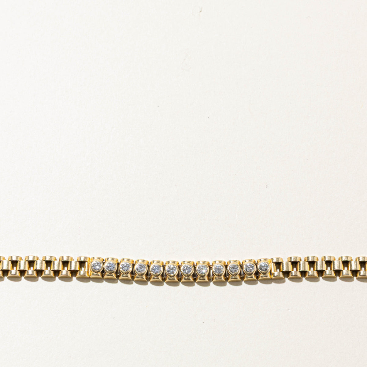 14k Bezel Set Diamond Watch Strap Bracelet | 0.96ctw | 7"