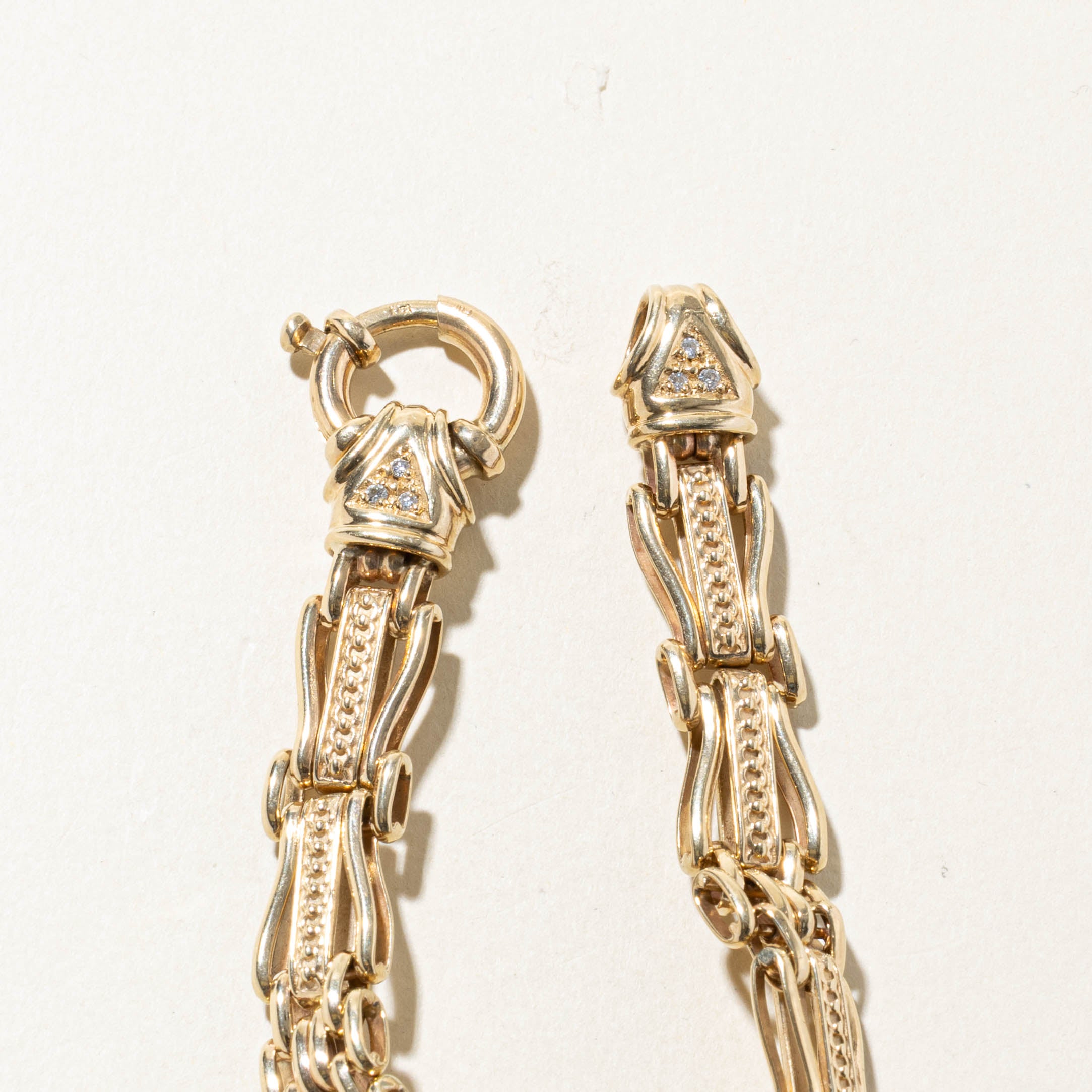10k Diamond Accented Ornate Chain Bracelet | 0.12ctw | 10mm | 7.5"