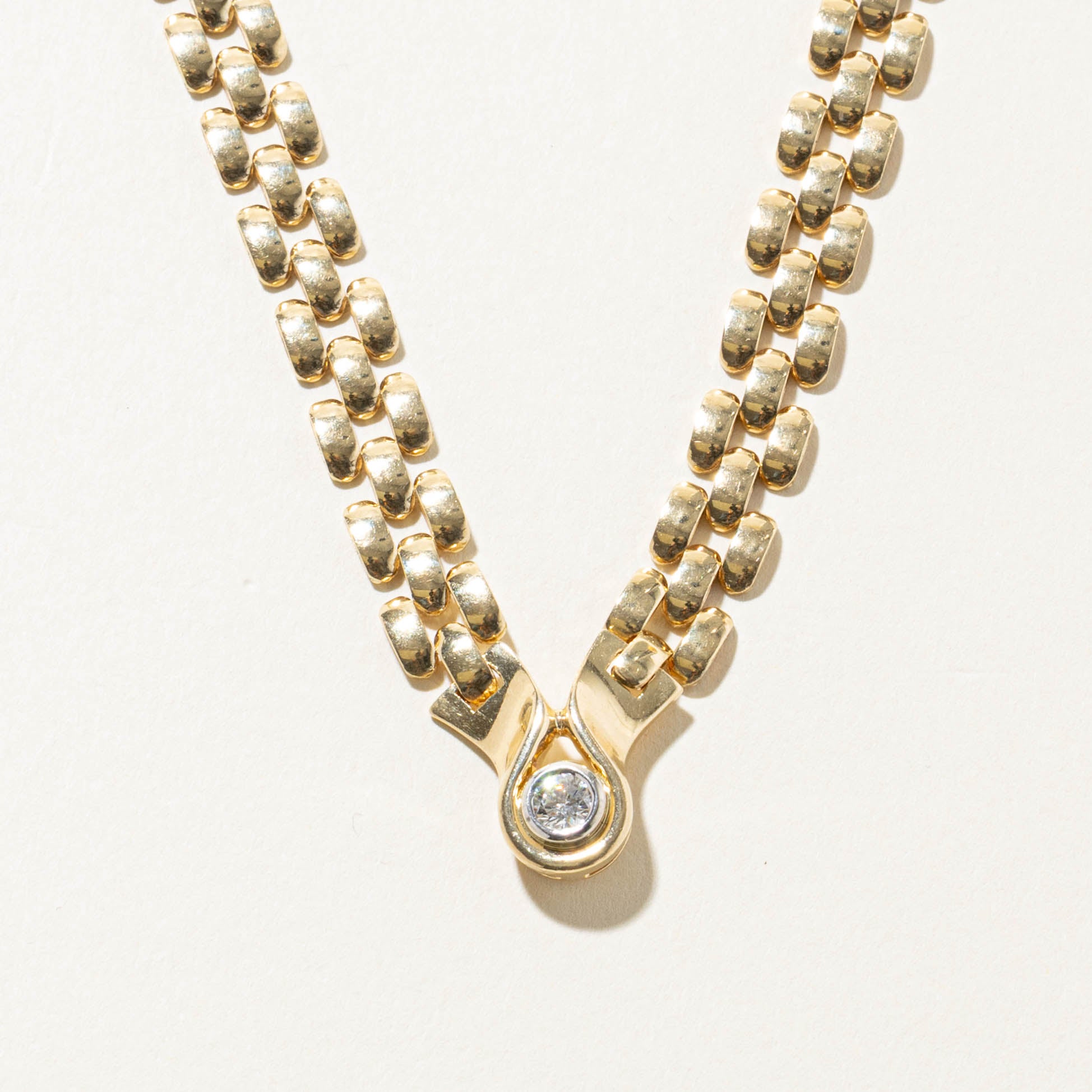14k Solitaire Diamond Pendant Panther Chain Necklace | 0.20ct | 16"