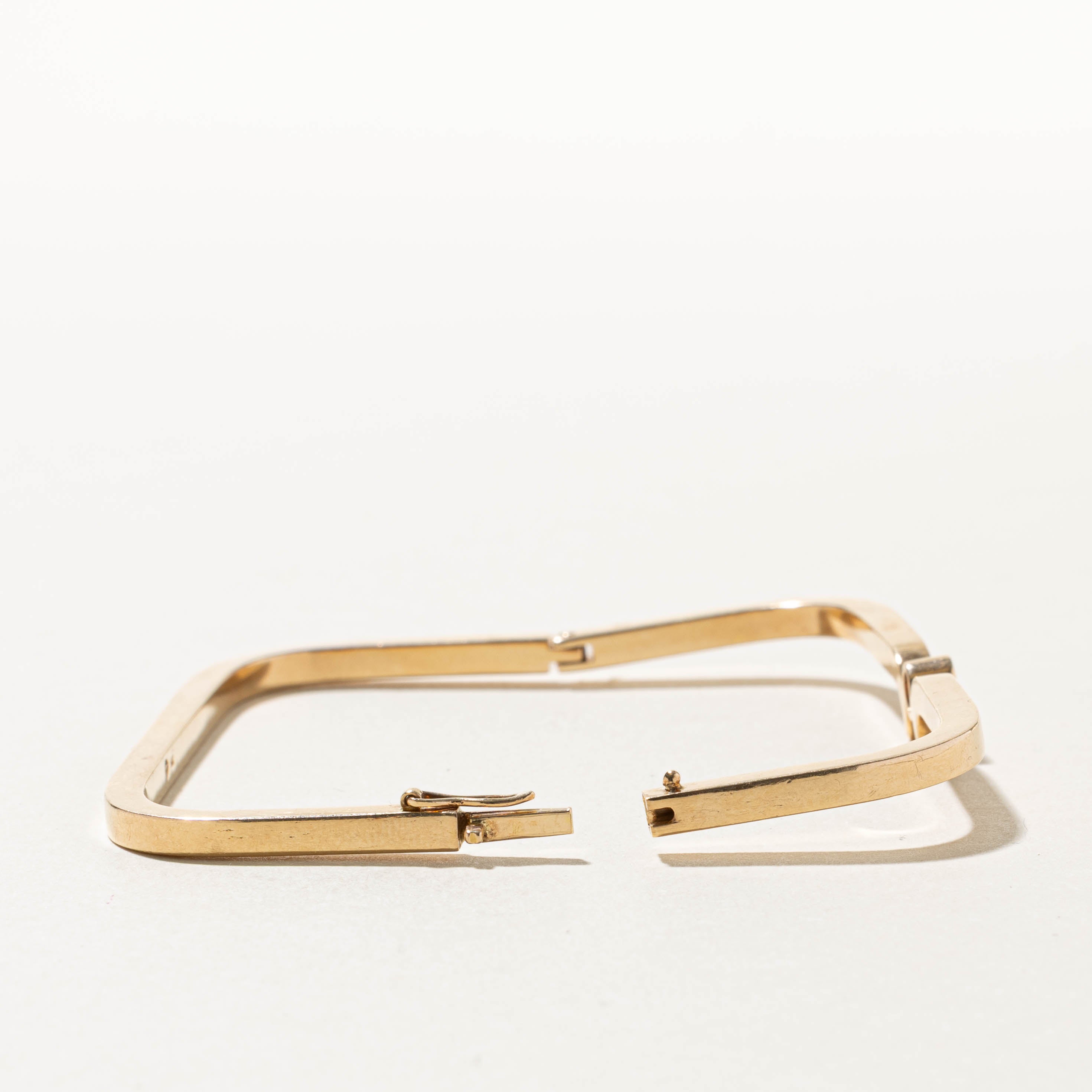 14k Solitaire Bezel Set Diamond Soft-Square Bangle | 0.12ct | 8"