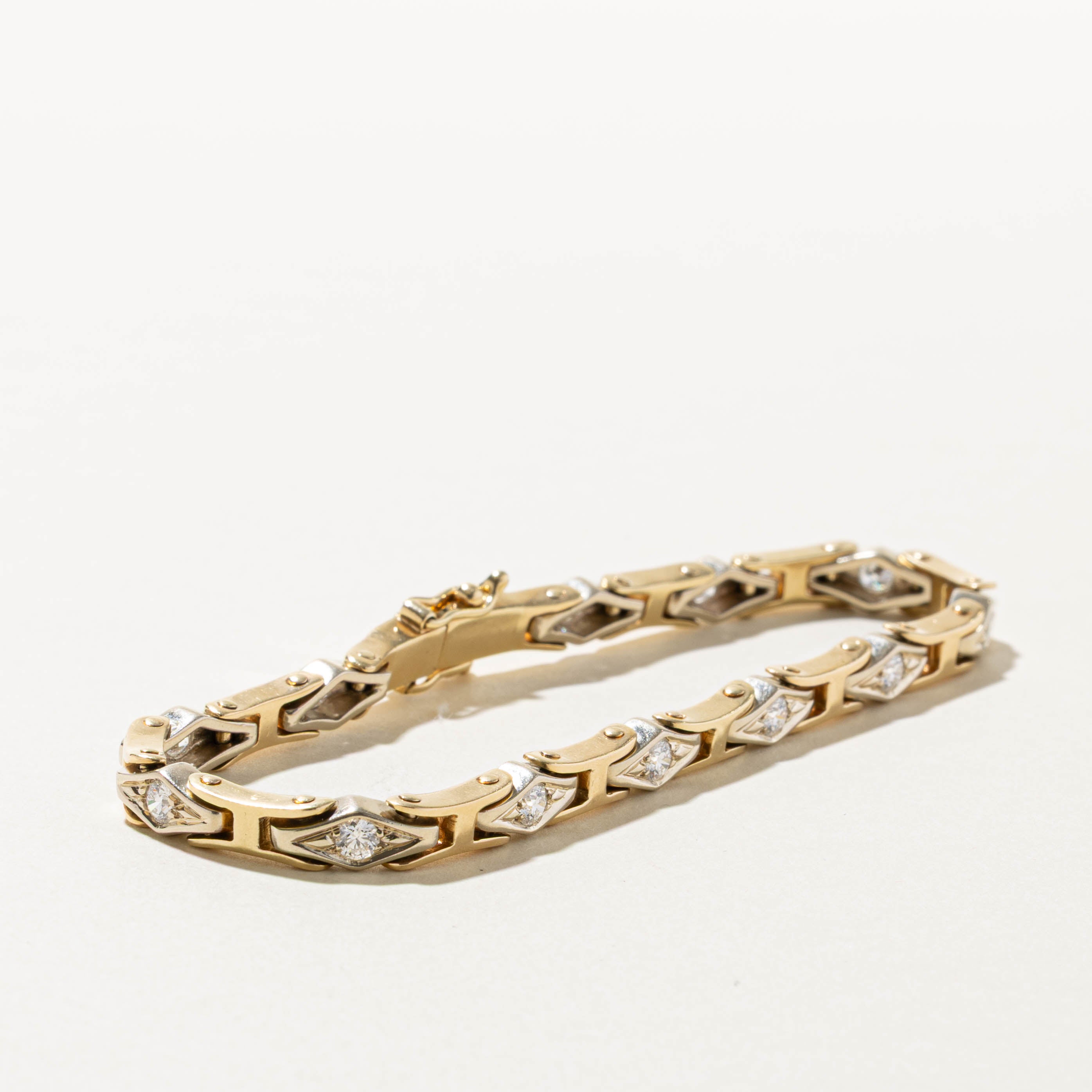 14k Diamond Rhombus Pattern Tennis Bracelet | 1.32ctw | 8"