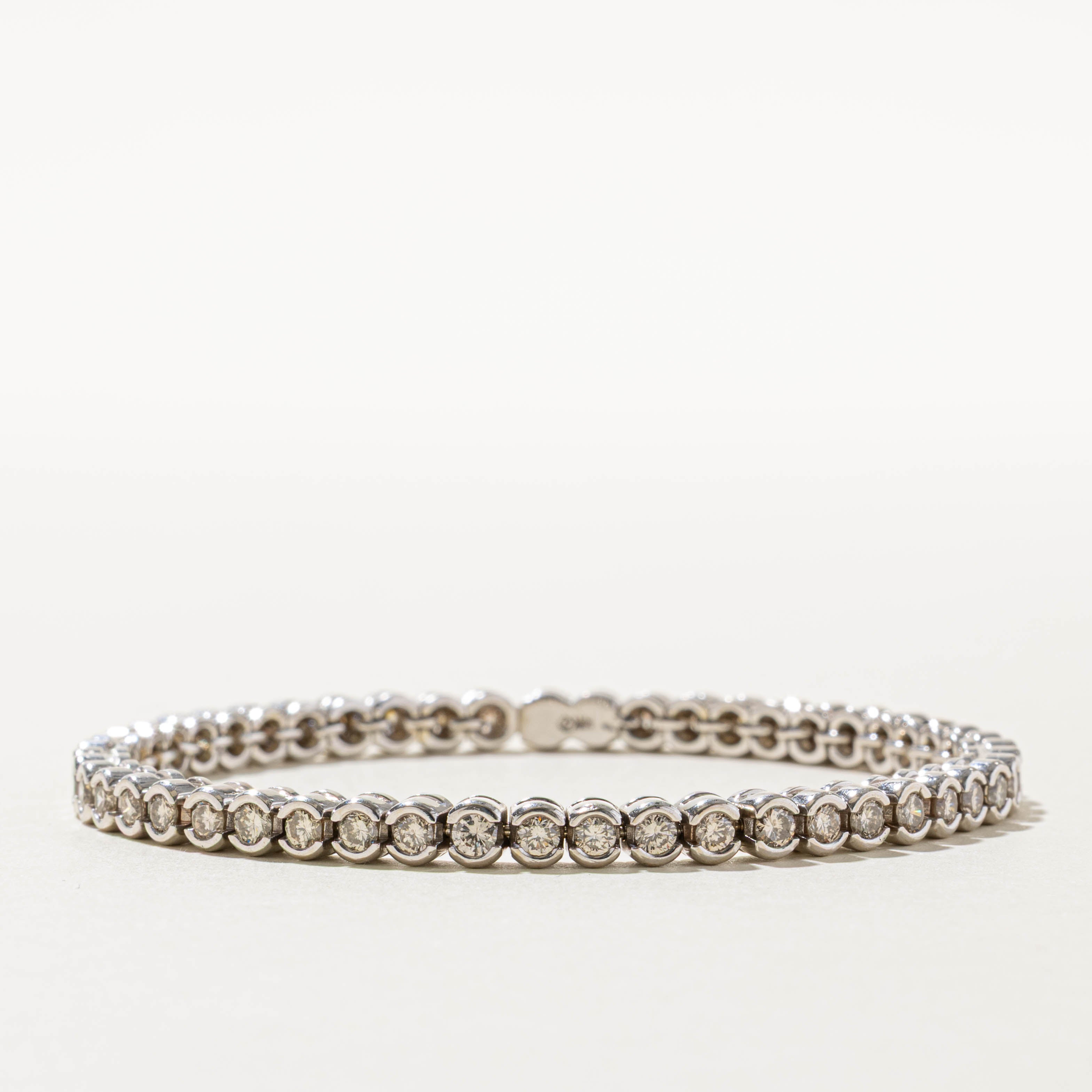 14k Eternity Semi Bezel Diamond Tennis Bracelet | 4.25ctw SI2/I1 J/K | 7.5"