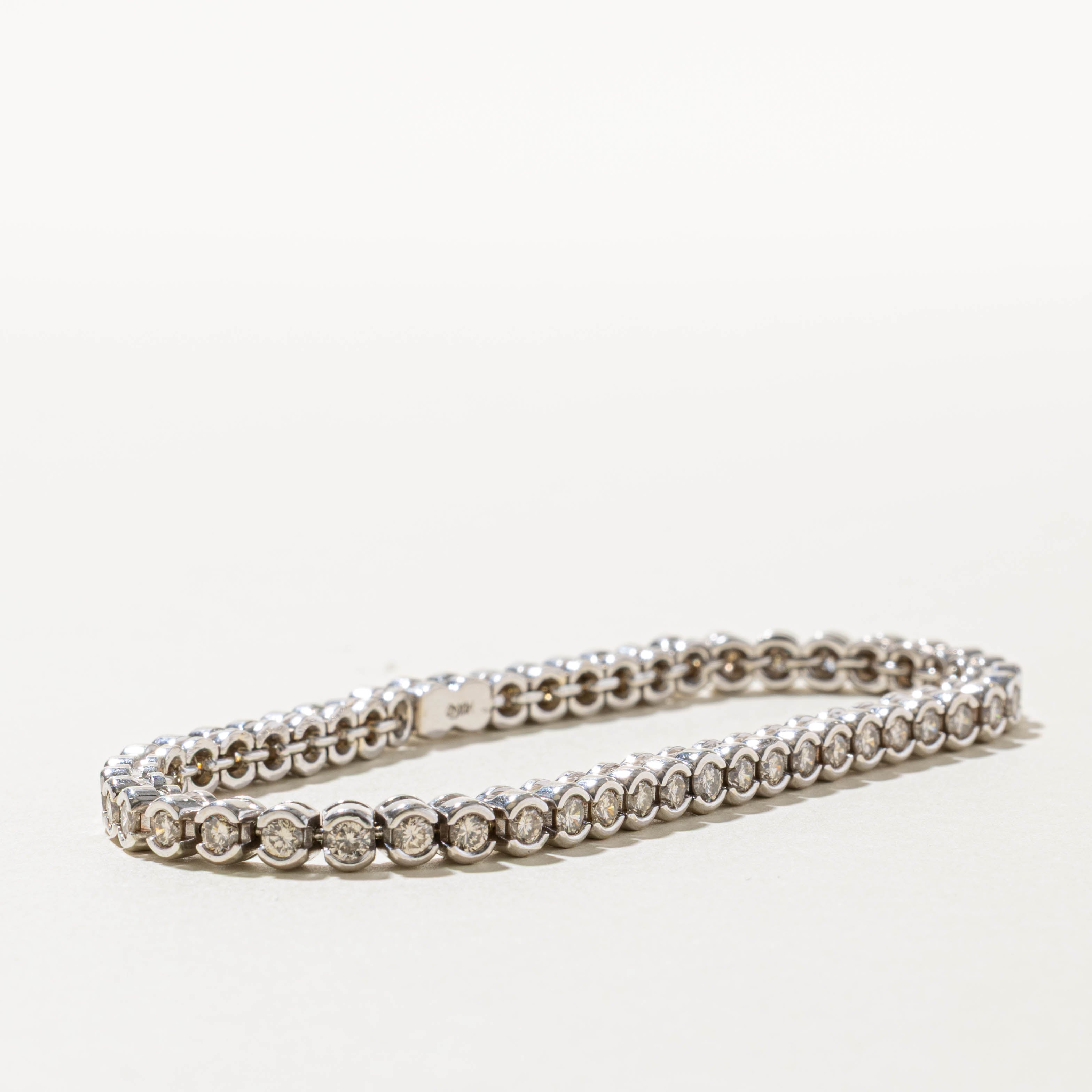 14k Eternity Semi Bezel Diamond Tennis Bracelet | 4.25ctw SI2/I1 J/K | 7.5"