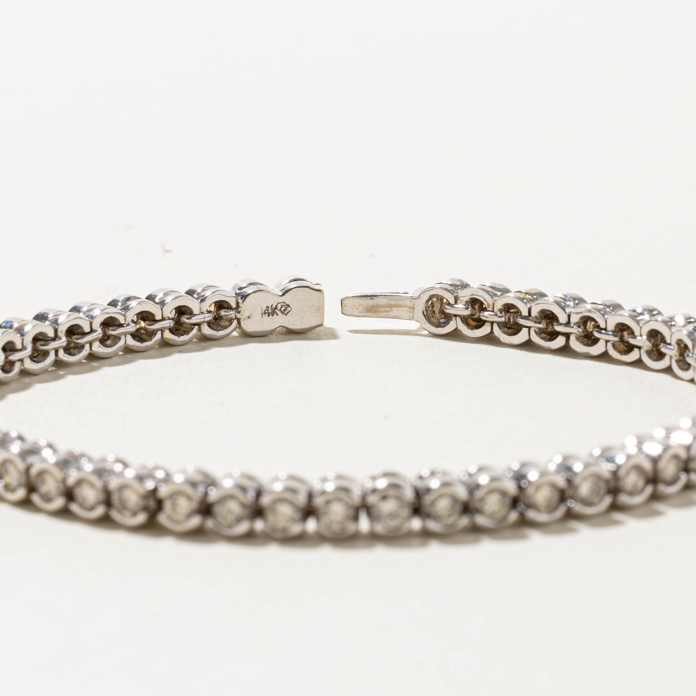 14k Eternity Semi Bezel Diamond Tennis Bracelet | 4.25ctw SI2/I1 J/K | 7.5"