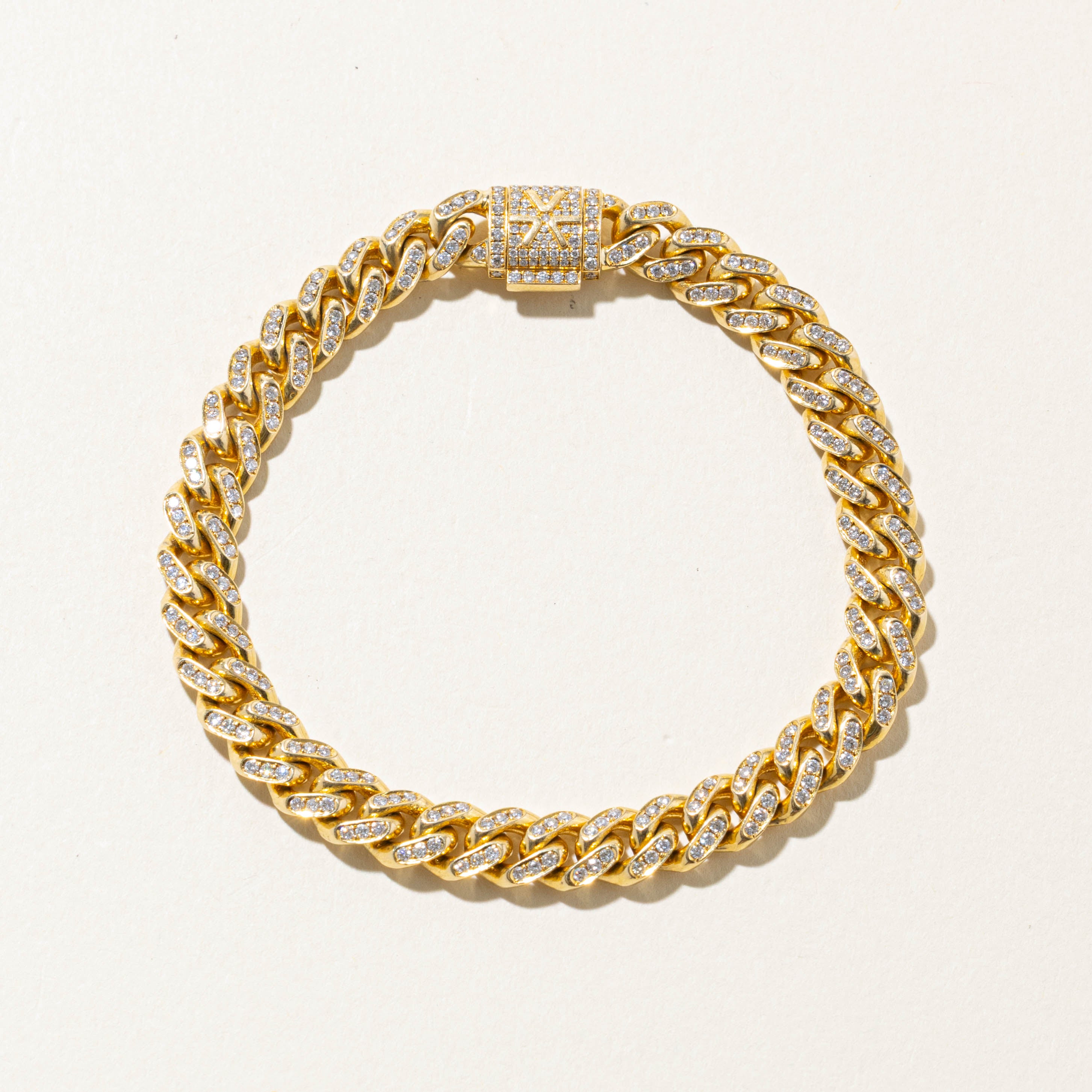 'IF & Co.' 18k Pave Set Diamond Cuban Link Bracelet | 0.55ctw | 7mm | 7"