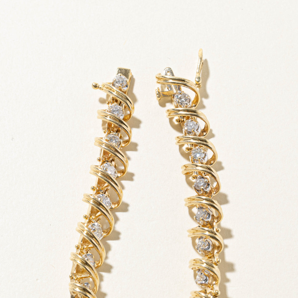 14k Yellow Gold Diamond Twisted Tennis Bracelet | 2.62ctw | 7"