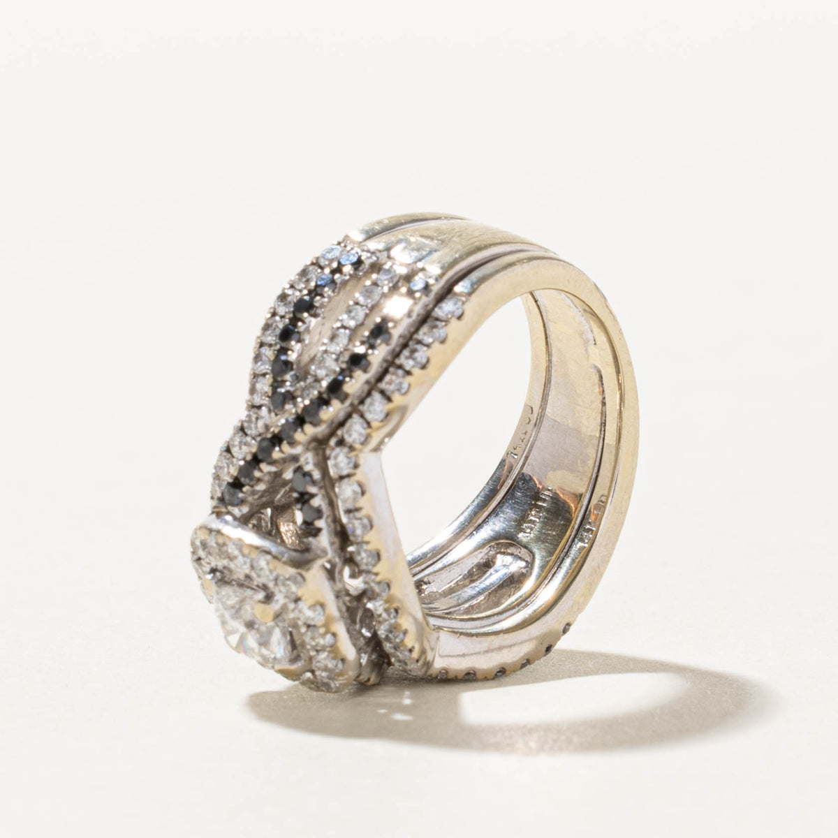 14k Pave Set Diamond Halo Cross Over Ring | 1.55ctw | SZ 3.75