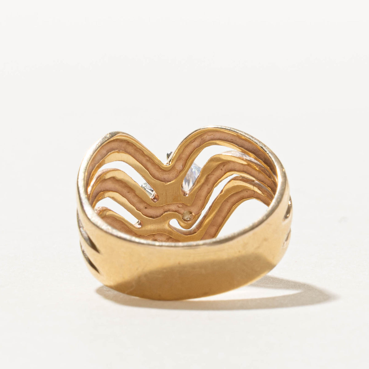 14k Solitaire Diamond Abstract Chevron Ring | 0.76ct SI2 I | SZ 7