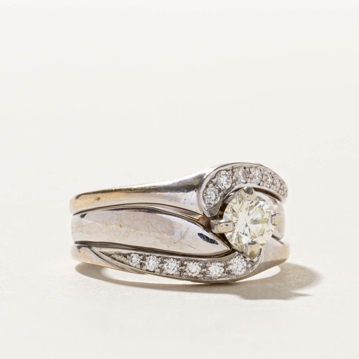 14k Diamond Pavé Set Accented Soldered Wedding Ring Set | 0.58ct SI1 J/K, 0.15ctw | SZ 8