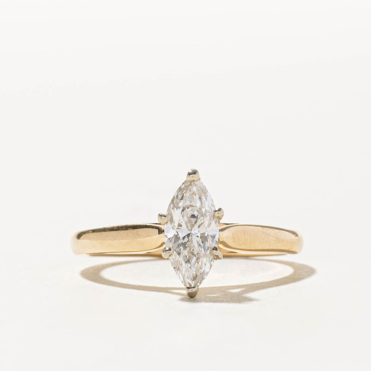 14k Solitaire Marquise Cut Diamond Ring | 1.06ct I2 H | SZ 8.5