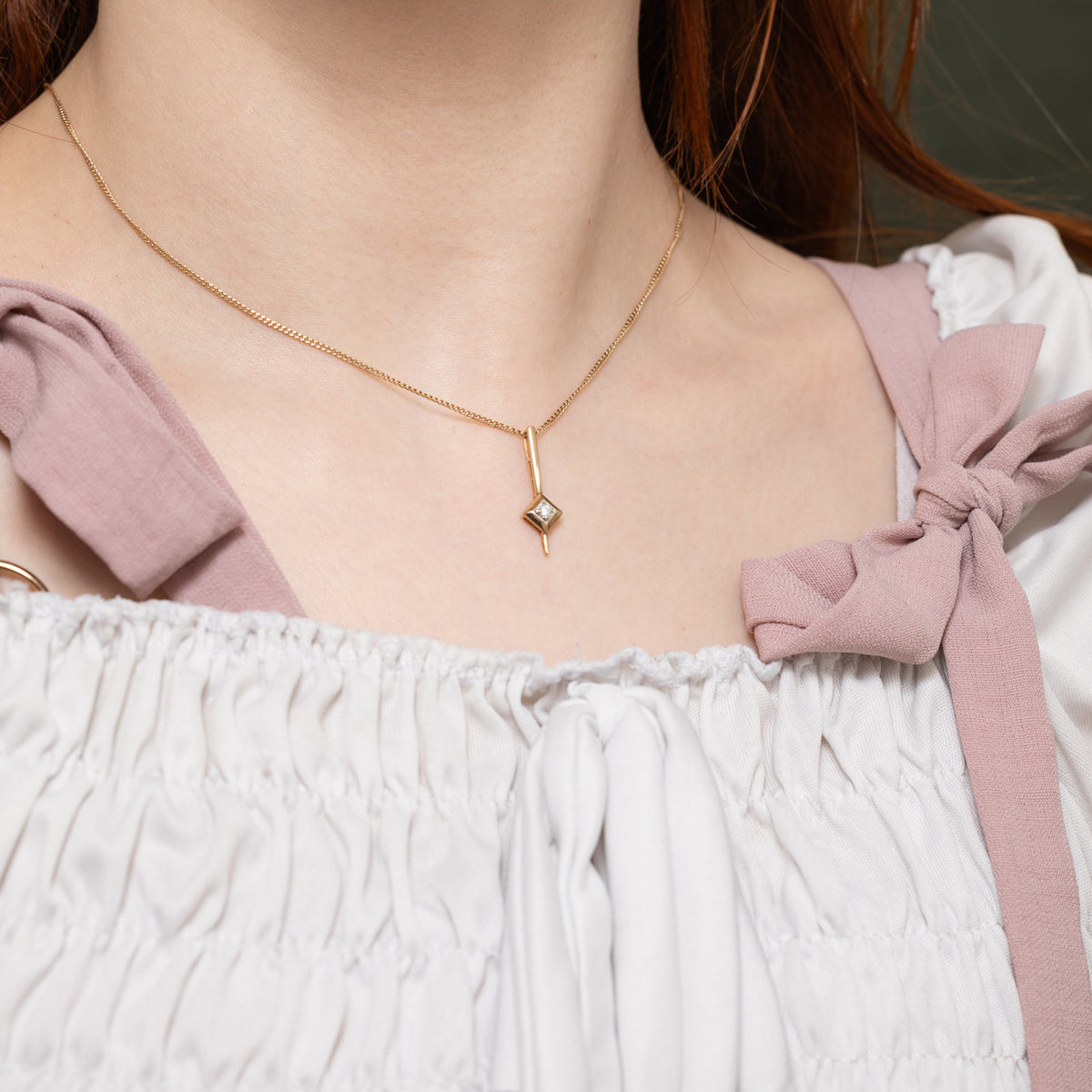 10k Diamond Geometric Drop Pendant