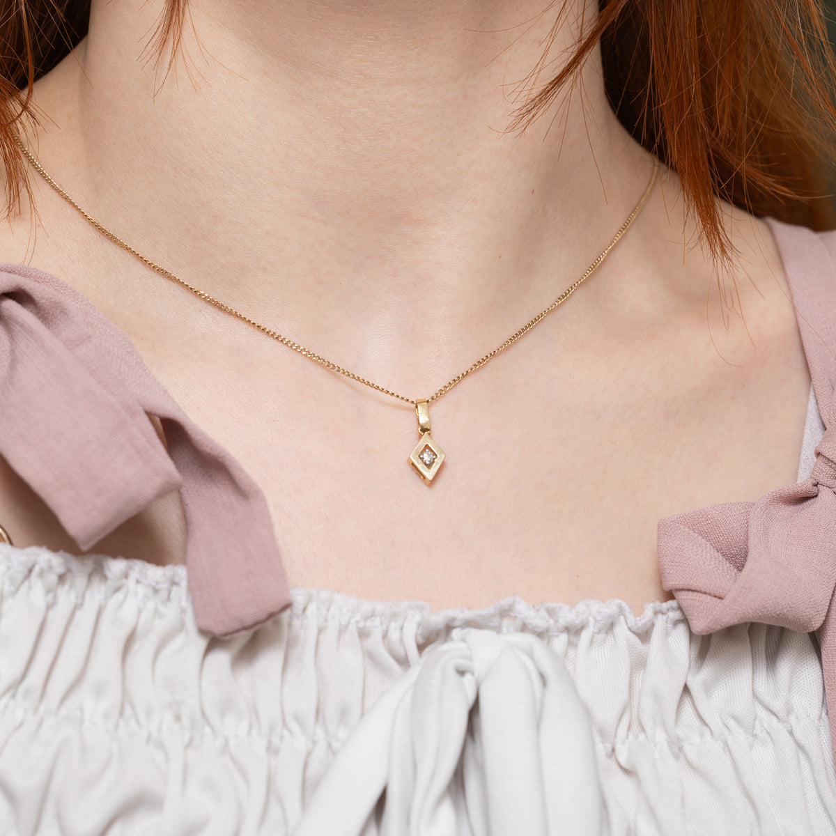 14k Diamond Rhombus Pendant