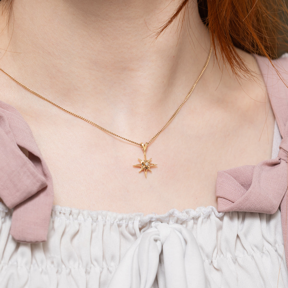 14k Diamond North Star Pendant