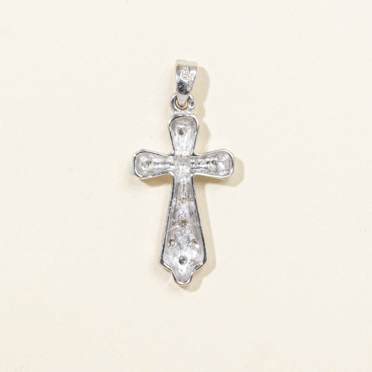 18k Scattered Diamond Cross Heart Pendant
