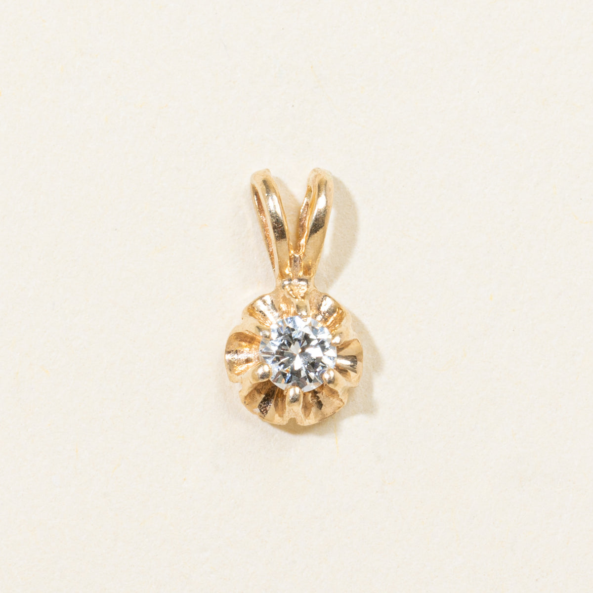 14k Belcher Set Diamond Pendant