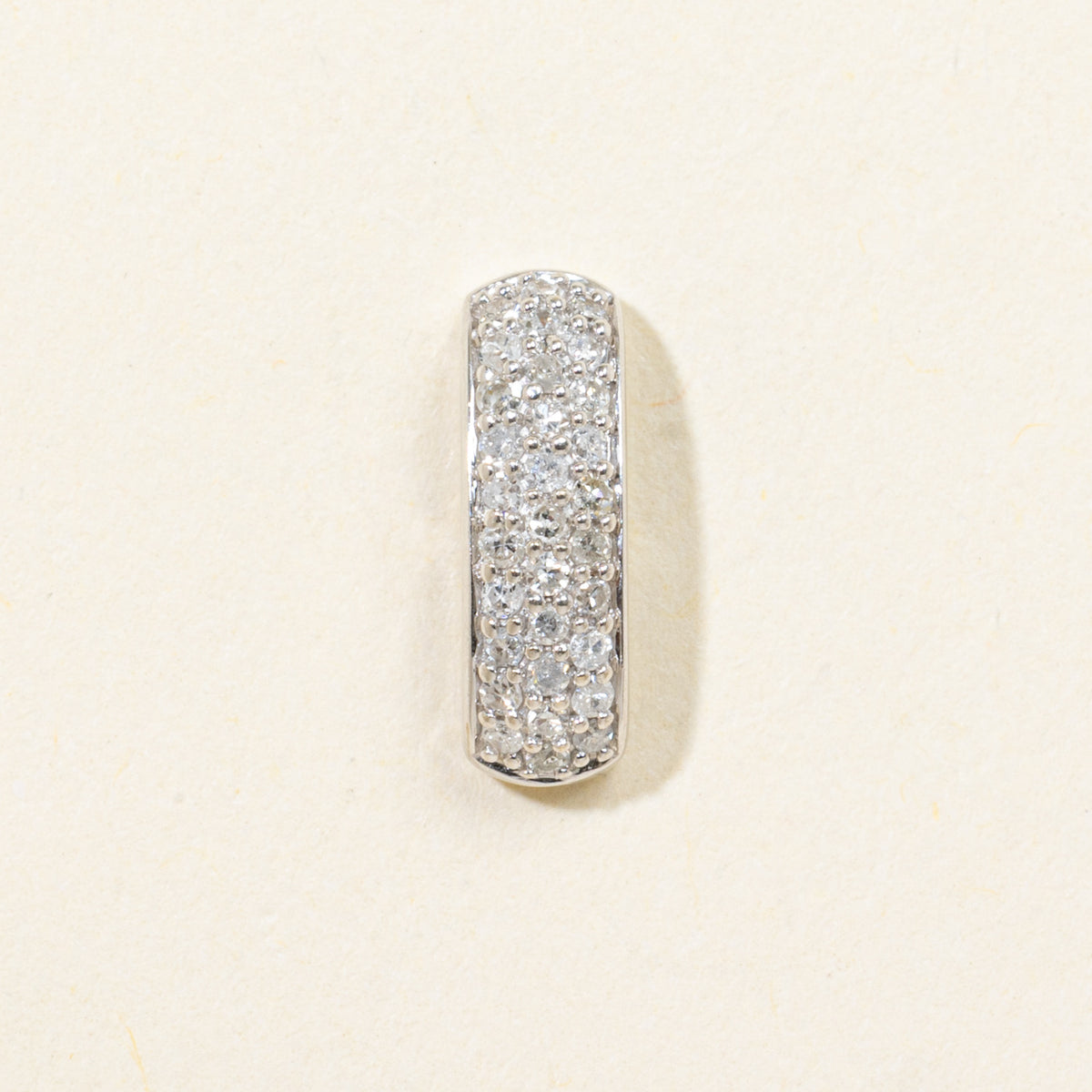 14k Pave Set Diamond Bar Drop Pendant