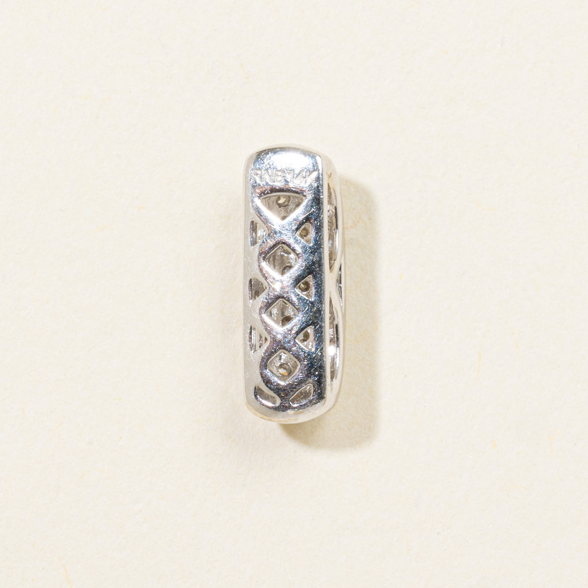 14k Pave Set Diamond Bar Drop Pendant