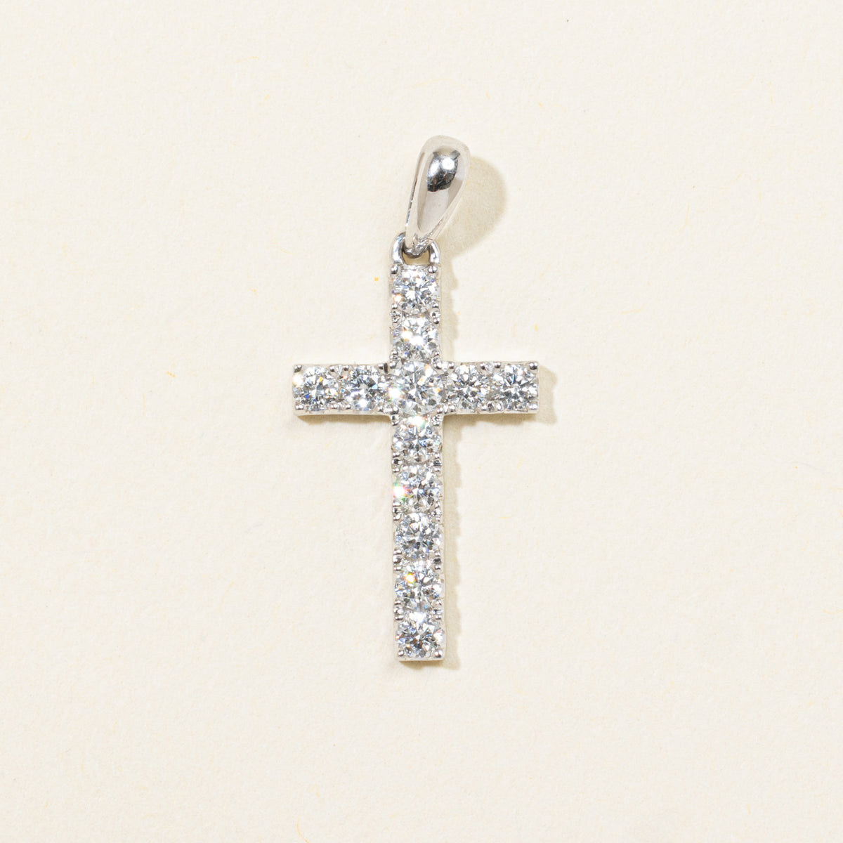18k Pave Set Diamond Cross Pendant