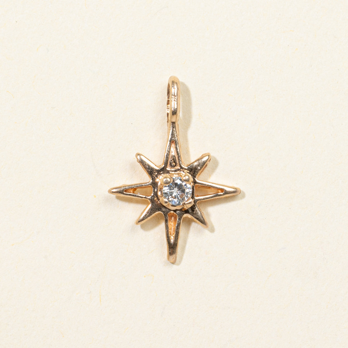 10k Solitaire Diamond Star Charm